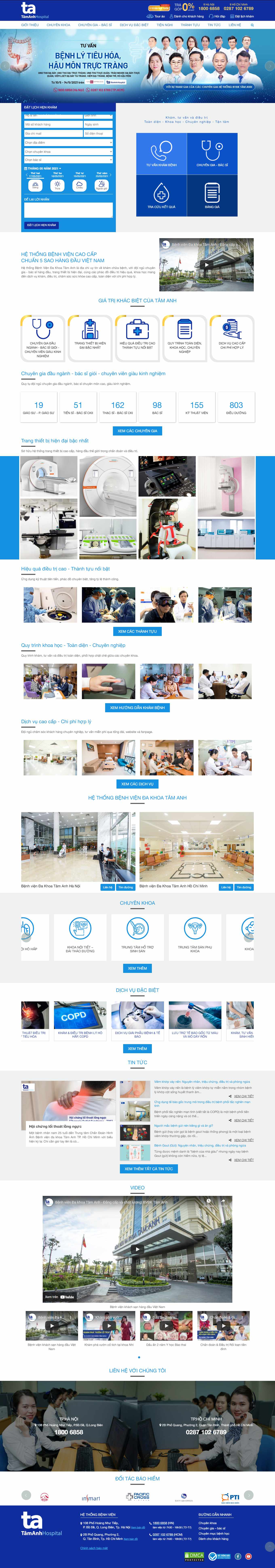 [khamtaimuihongnhi] Thiết kế Website Web phòng khám tai mũi họng - tamanhhospitalvn