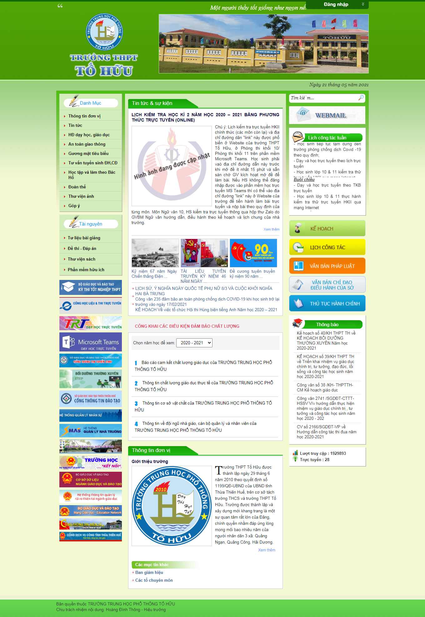 [thptnguyentrai-badinh] Thiết kế Website Web trung học phổ thông - thpt-thuuthuathienhueeduvn