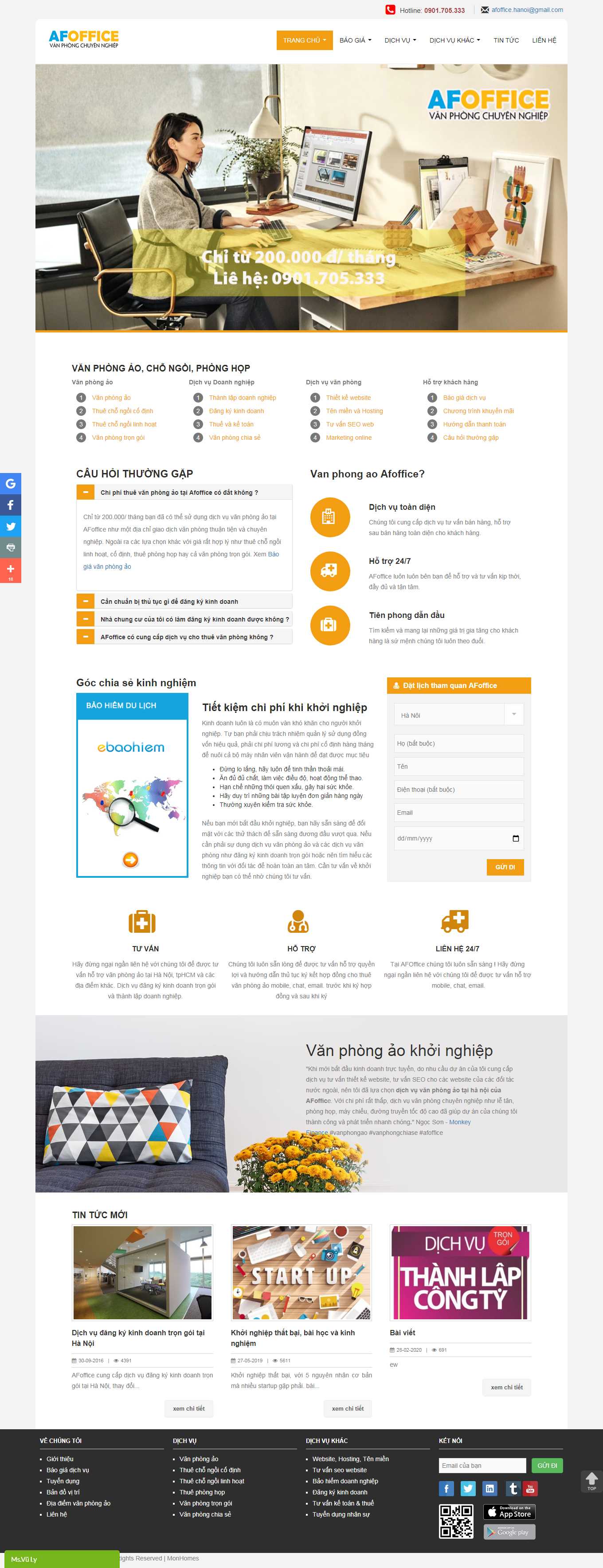 Thiết kế Website Web văn phòng chia sẻ - afofficevn