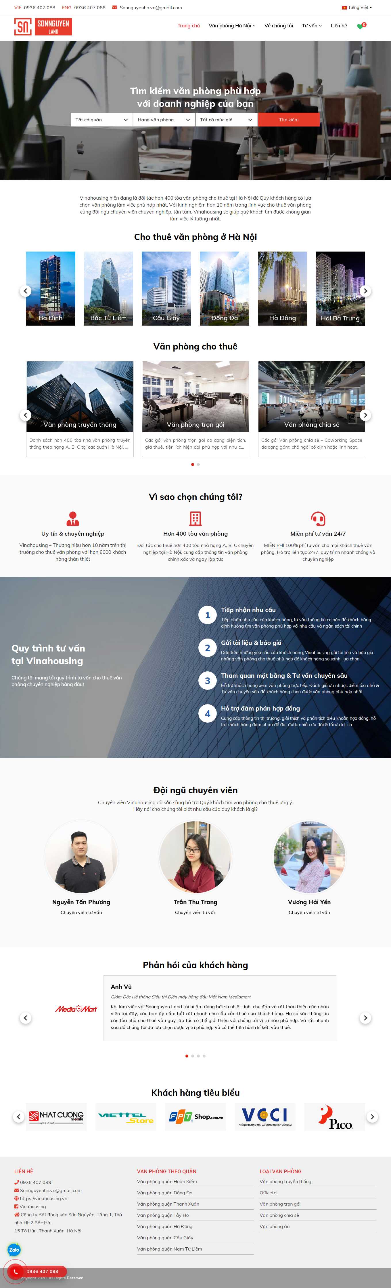 Thiết kế Website Web văn phòng chia sẻ - vinahousingvn