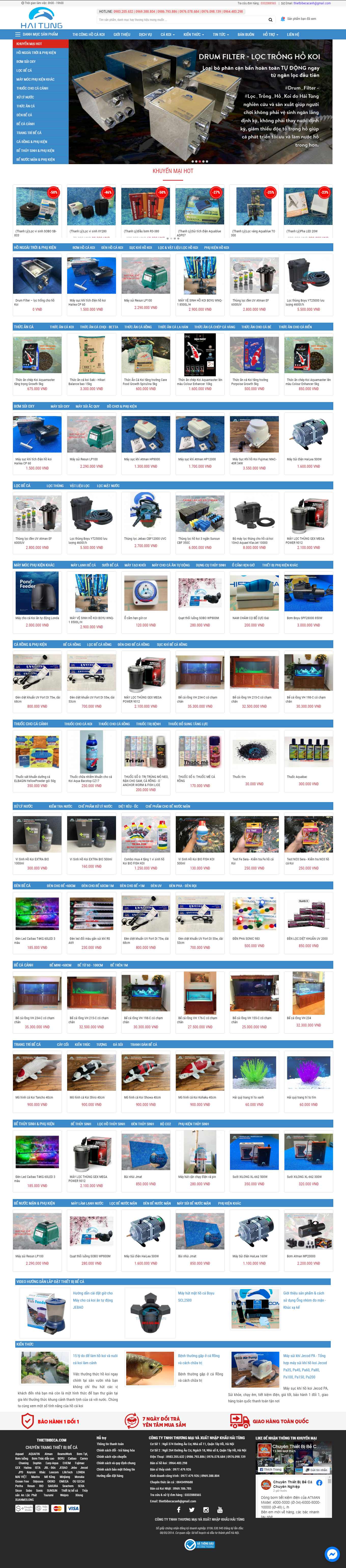 [hungcacanh] Thiết kế Website Web bán cá cảnh - thietbibecacom