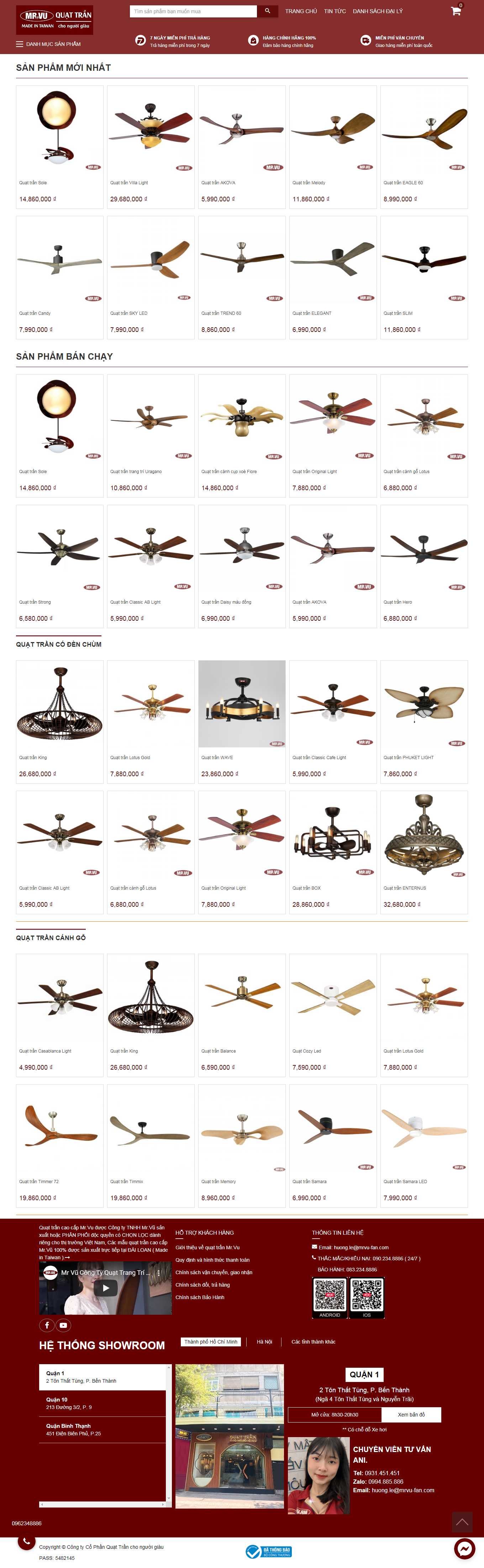 [quattranht] Thiết kế Website Web bán quạt trần - mrvufancom