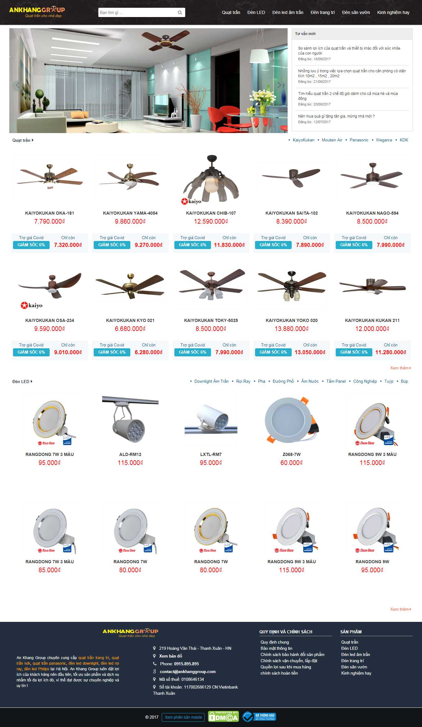[quattranht] Thiết kế Website Web bán quạt trần - wwwankhanggroupcom