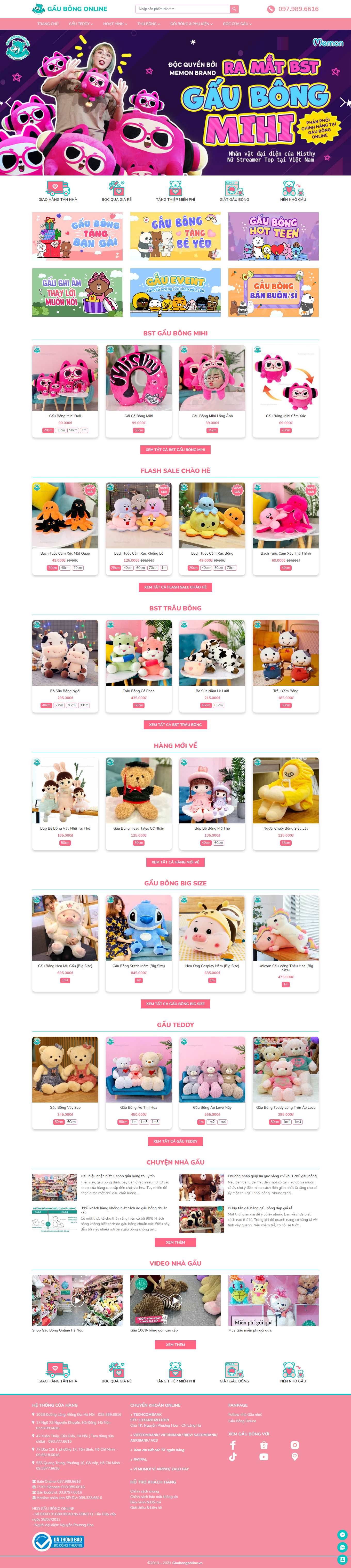 [gaushop] Thiết kế Website Web thú nhồi bông - gaubongonlinevn