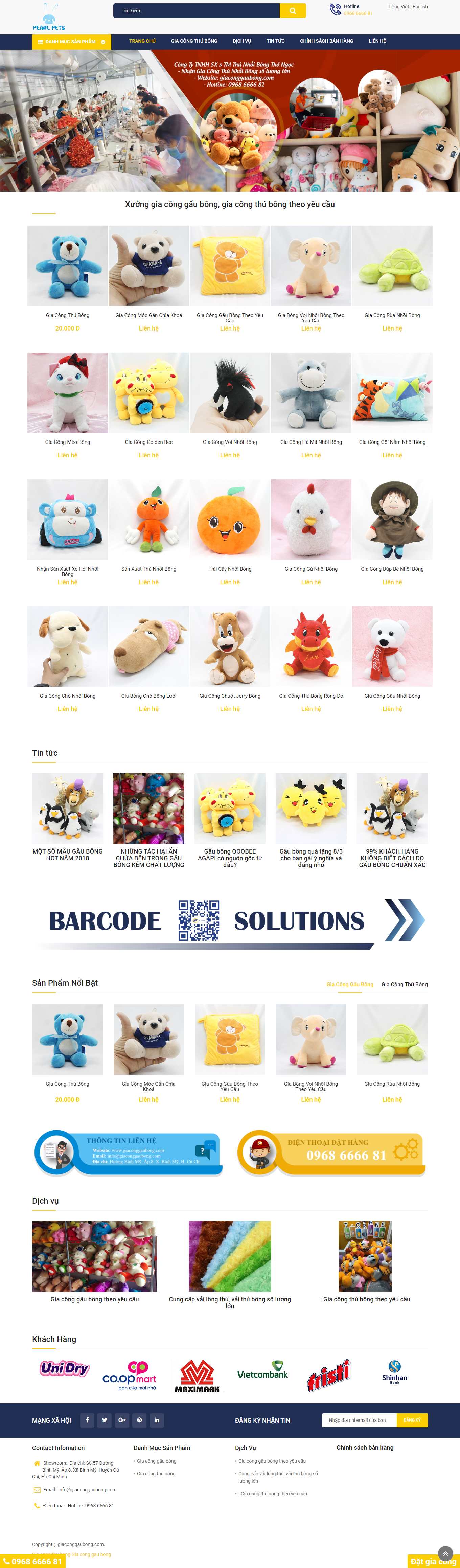 [gaushop] Thiết kế Website Web thú nhồi bông - wwwgiaconggaubongcom