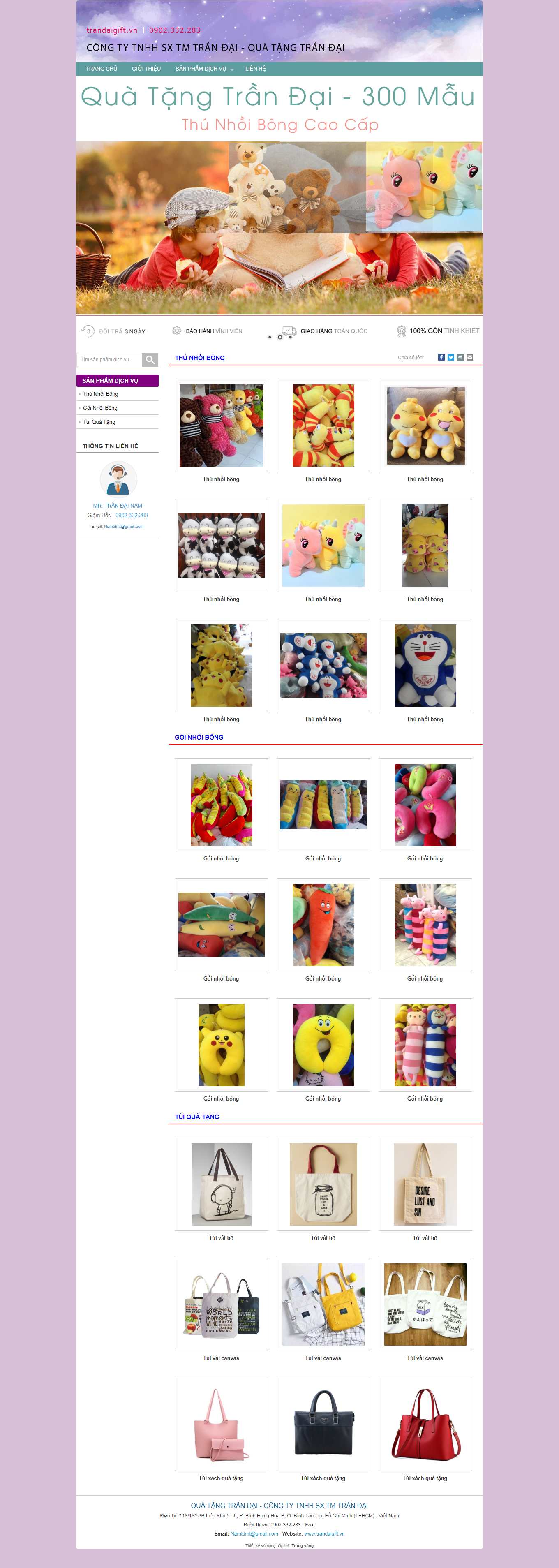 [gaushop] Thiết kế Website Web thú nhồi bông - trandaigiftvn