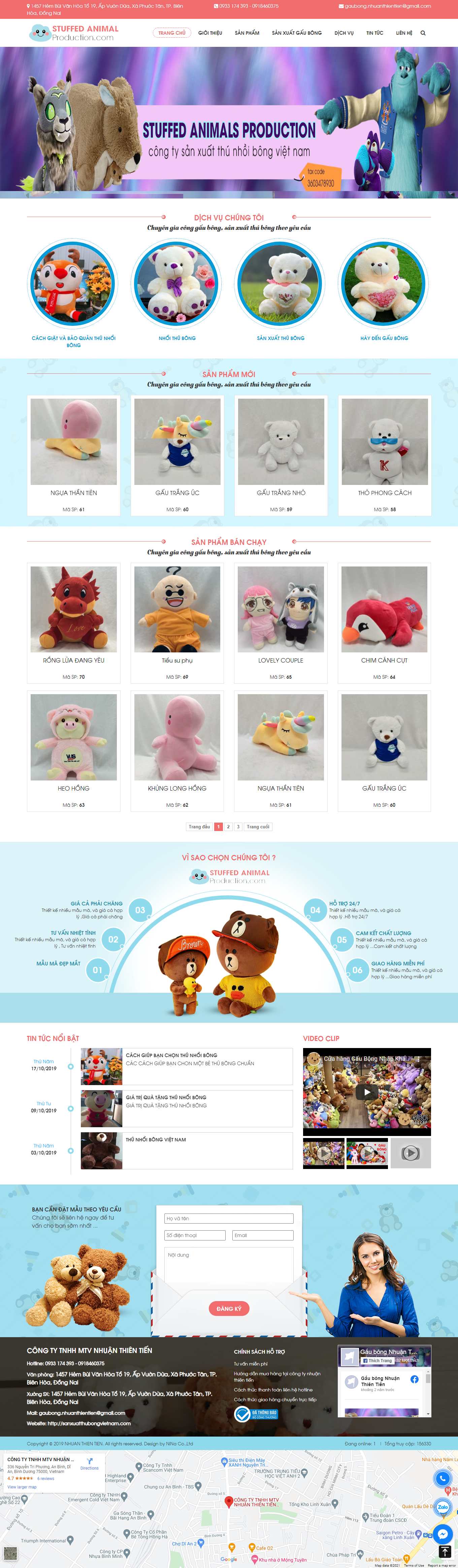 [gaushop] Thiết kế Website Web thú nhồi bông - sanxuatthubongvietnamcom