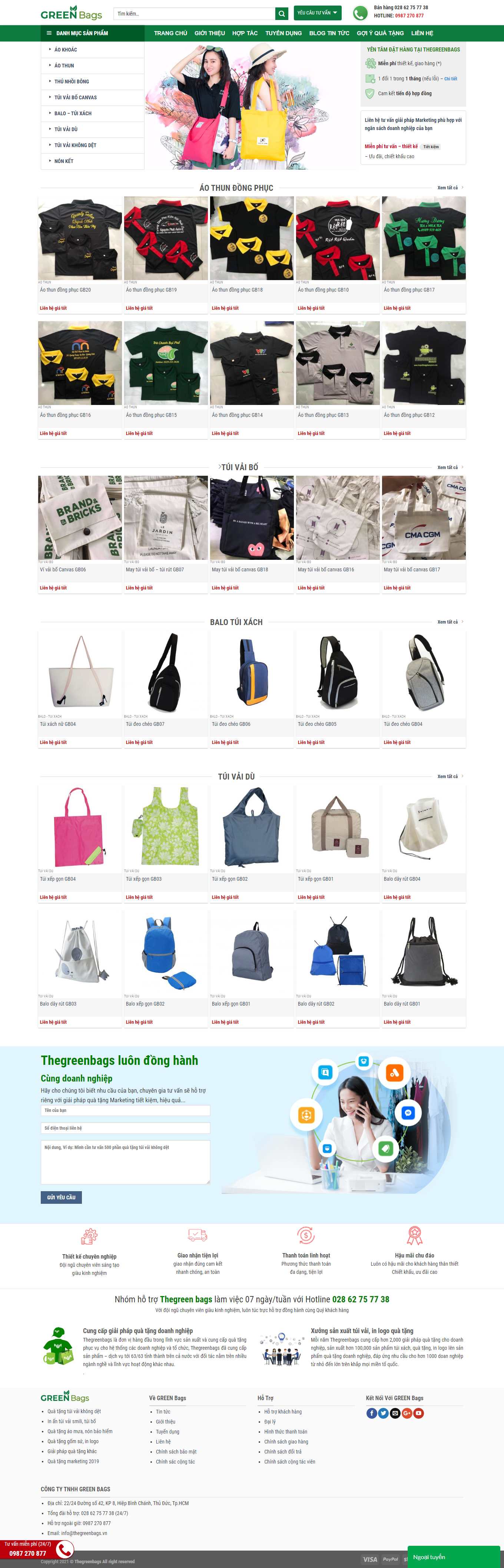 [gaushop] Thiết kế Website Web thú nhồi bông - thegreenbagsvn