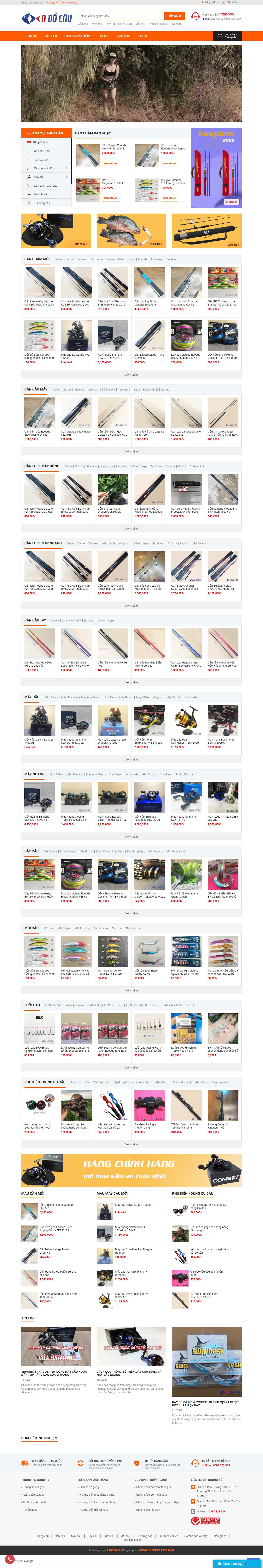 [icauca] Thiết kế Website Web bán đồ câu cá - wwwadocauvn