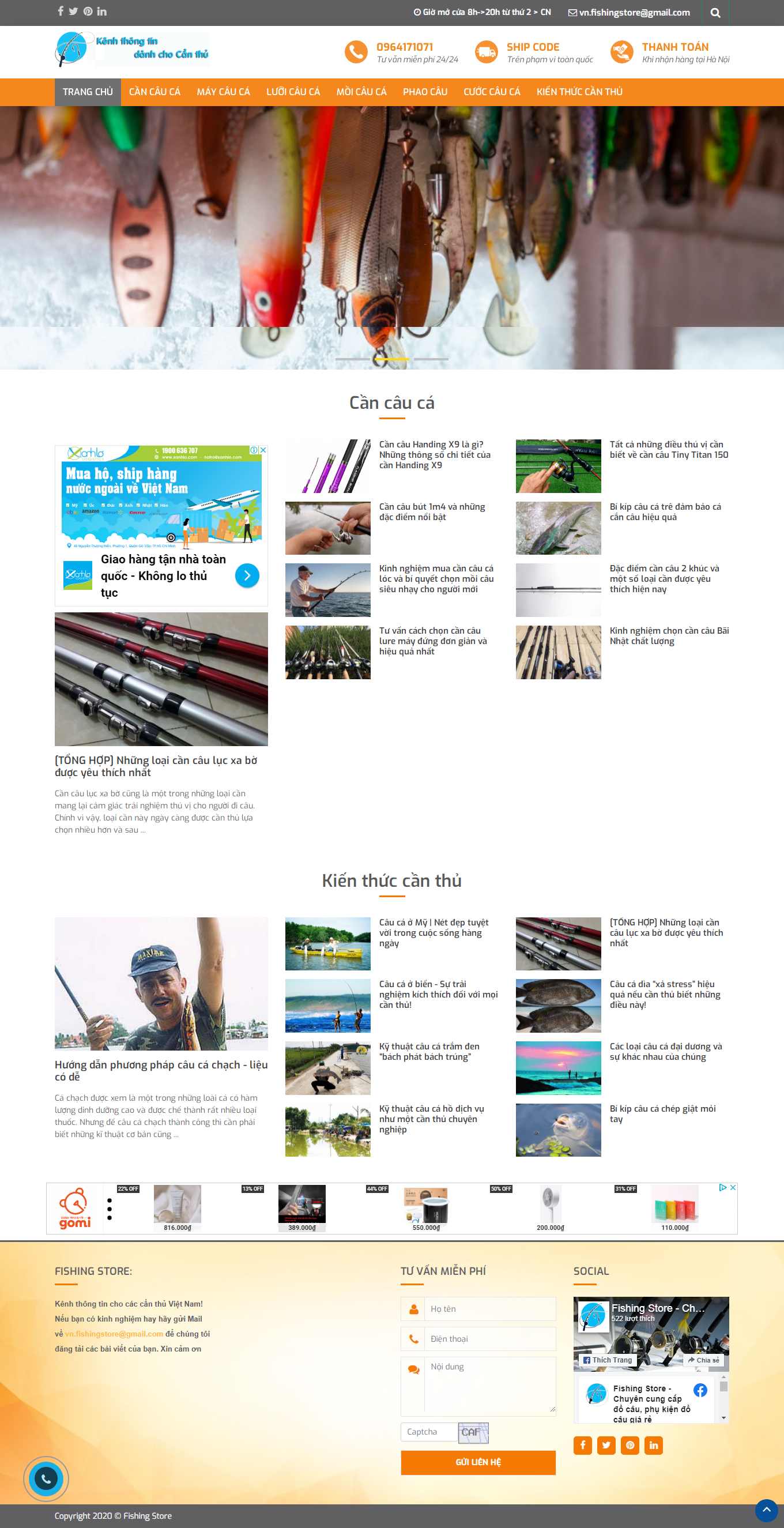 [icauca] Thiết kế Website Web bán đồ câu cá - fishingstorevn