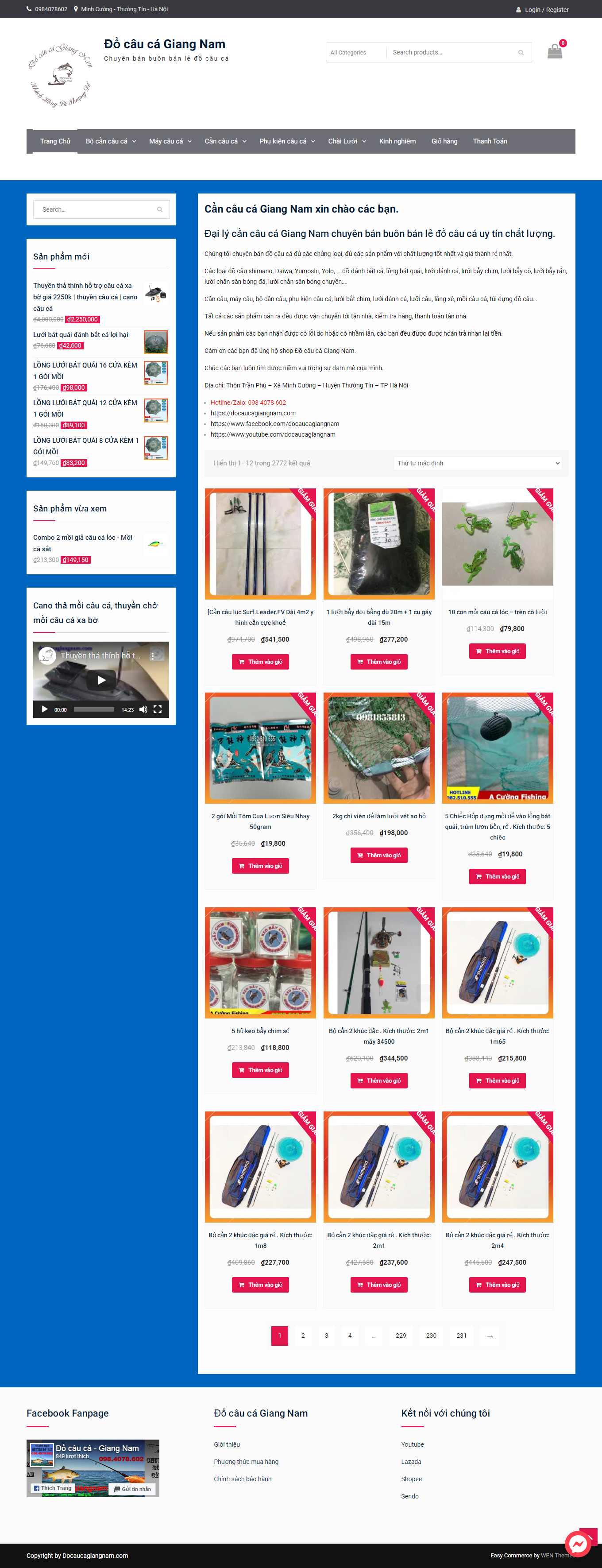 [icauca] Thiết kế Website Web bán đồ câu cá - docaucagiangnamcom