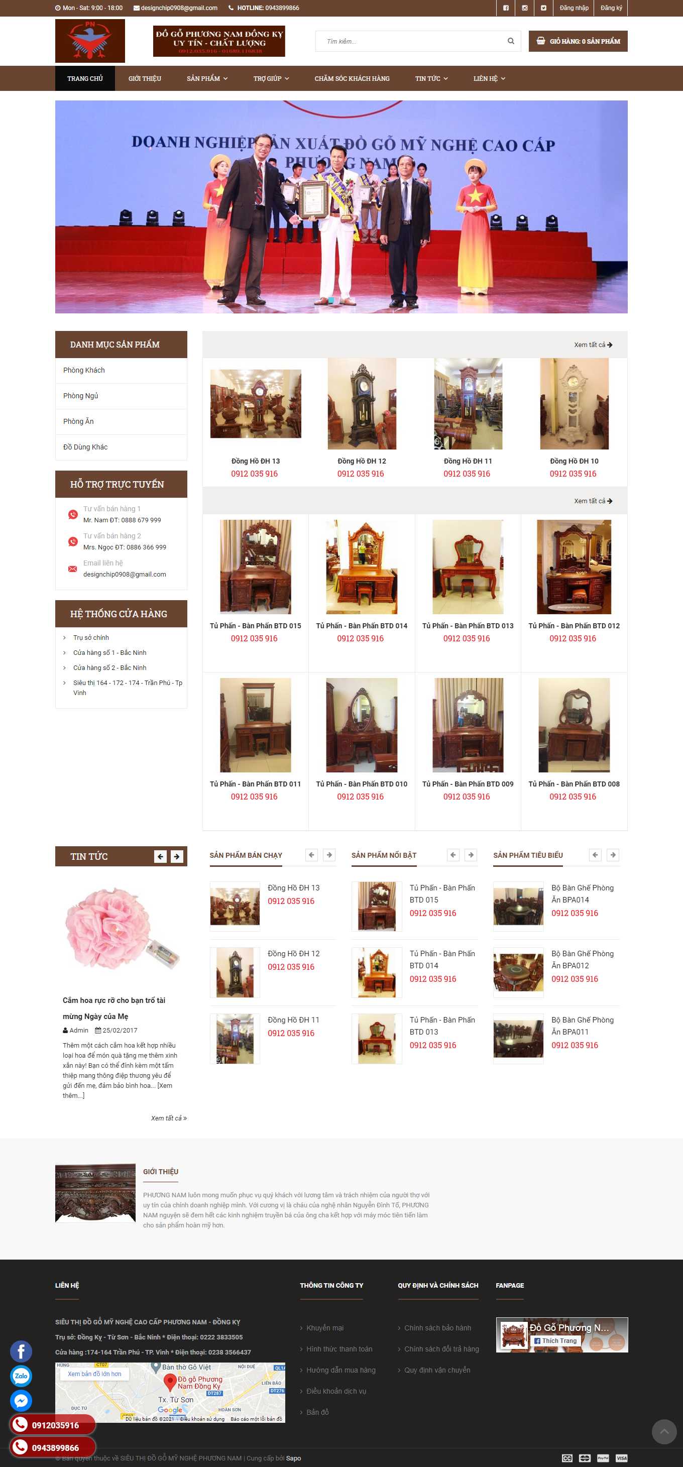 [gomynghevip] Thiết kế Website Web tượng gỗ - phuongnamdongkycomvn