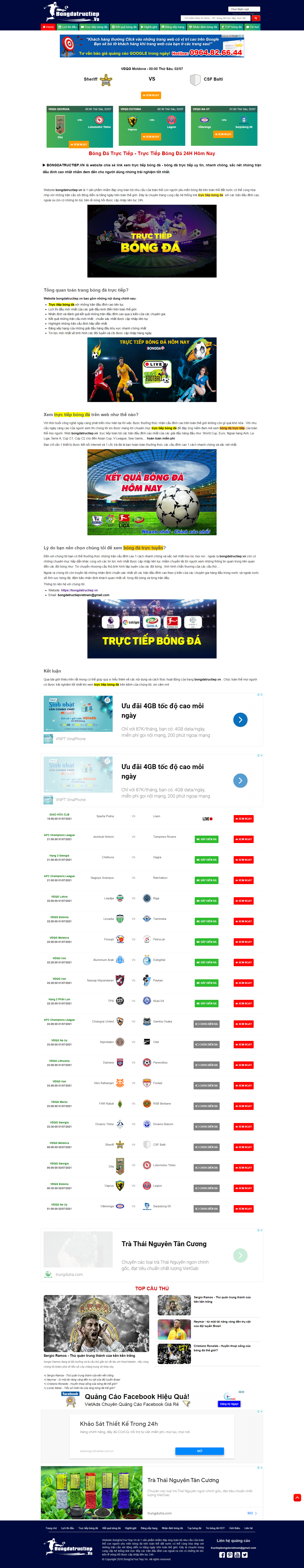 [live] Thiết kế Website web bóng đá - bongdatructiepvn