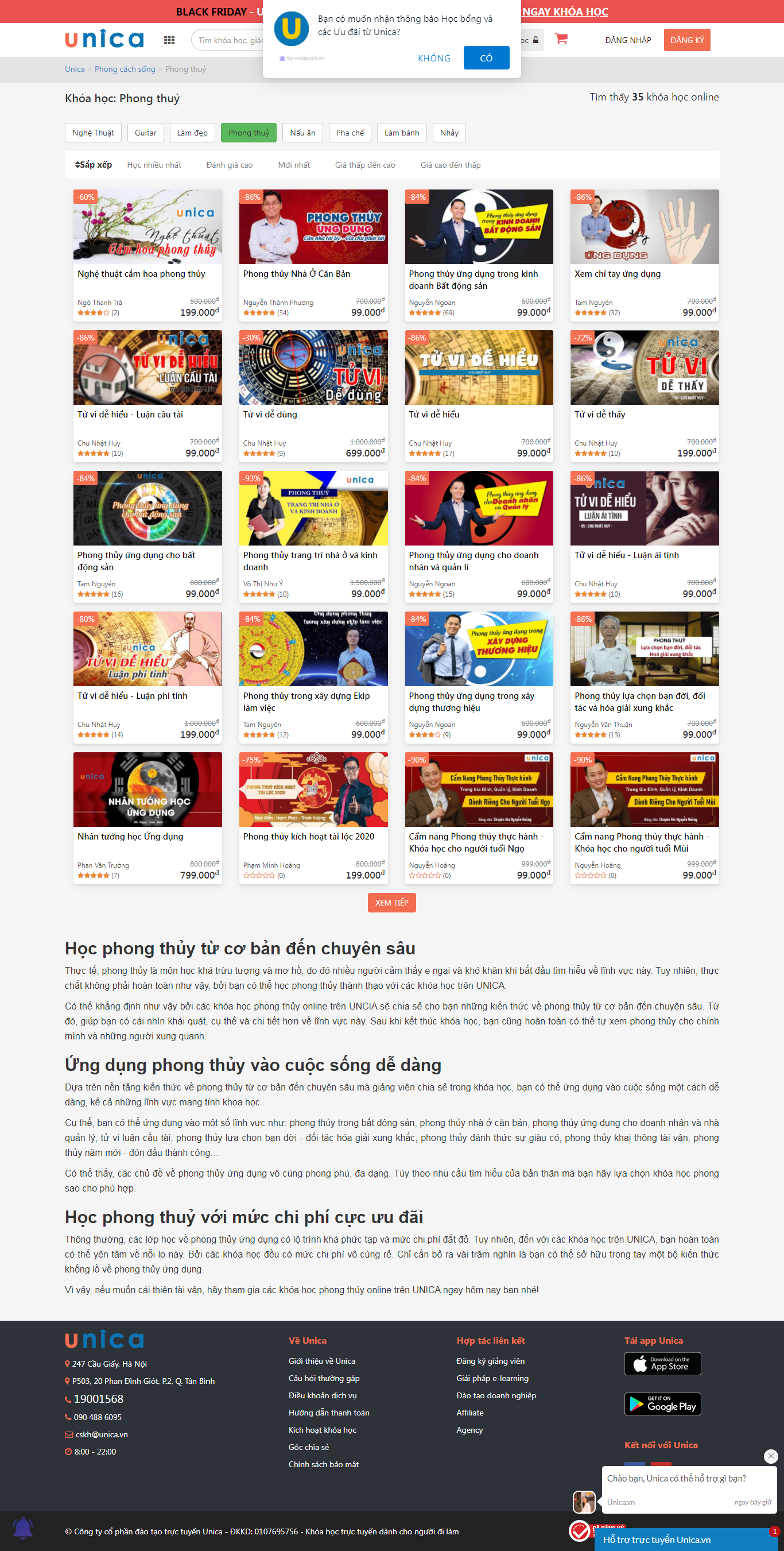 Thiết kế Website web học phong thủy - unicavn