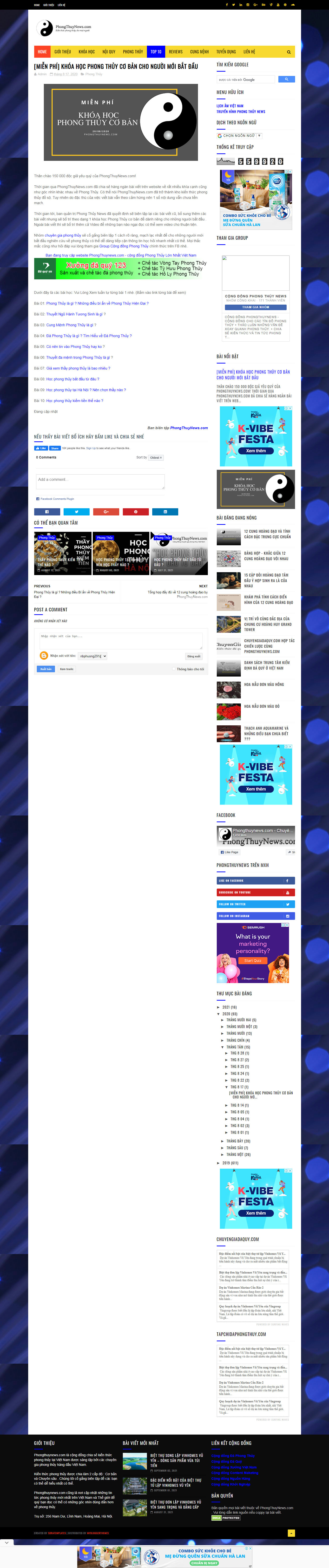 Thiết kế Website web học phong thủy - wwwphongthuynewscom