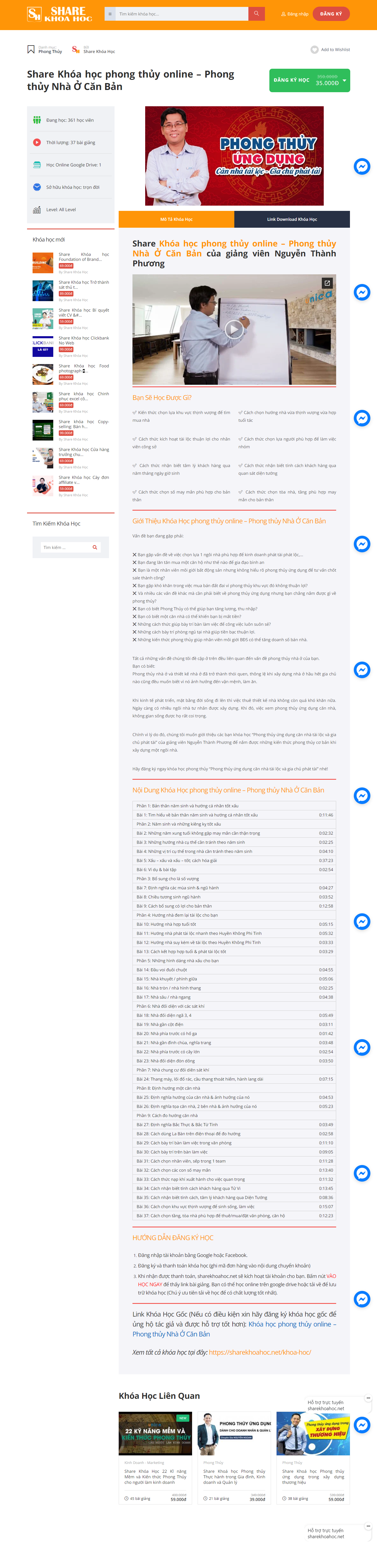 Thiết kế Website web học phong thủy - sharekhoahocnet