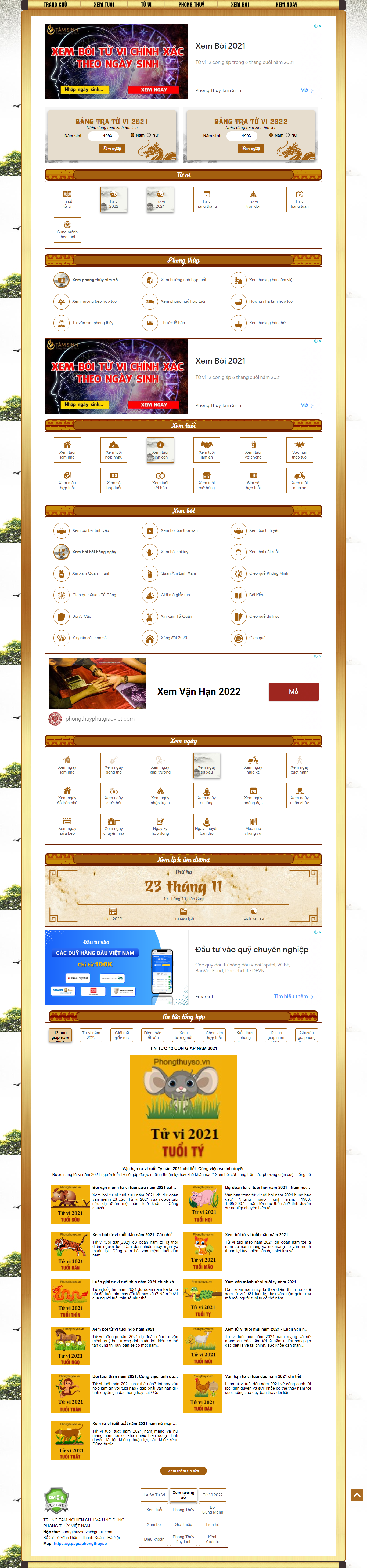 Thiết kế Website web xem phong thủy - phongthuysovn
