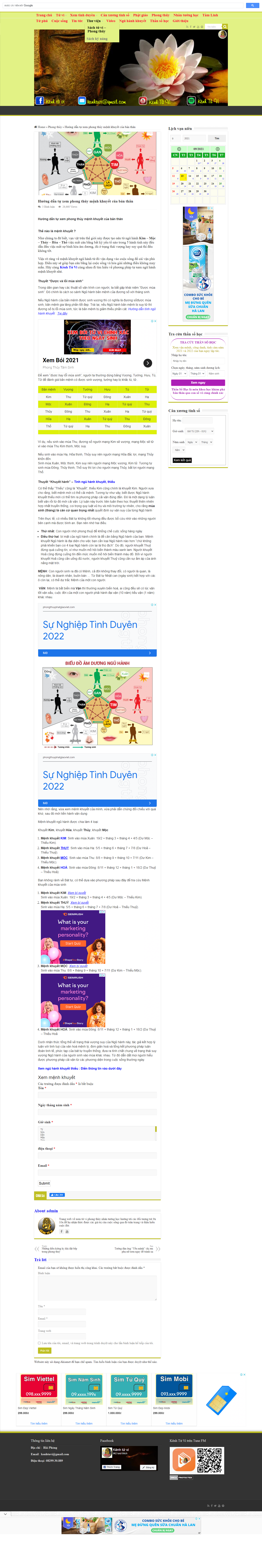 Thiết kế Website web xem phong thủy - kenhtuvinet