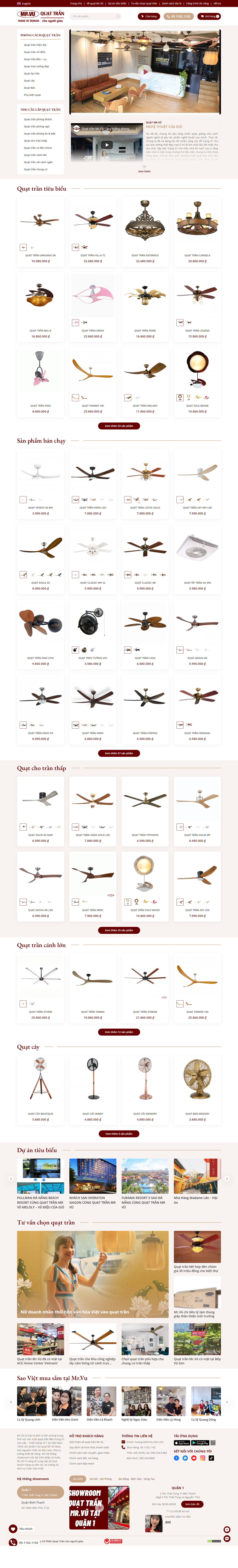 Thiết kế Website Web bán quạt trần đèn - quattranvn