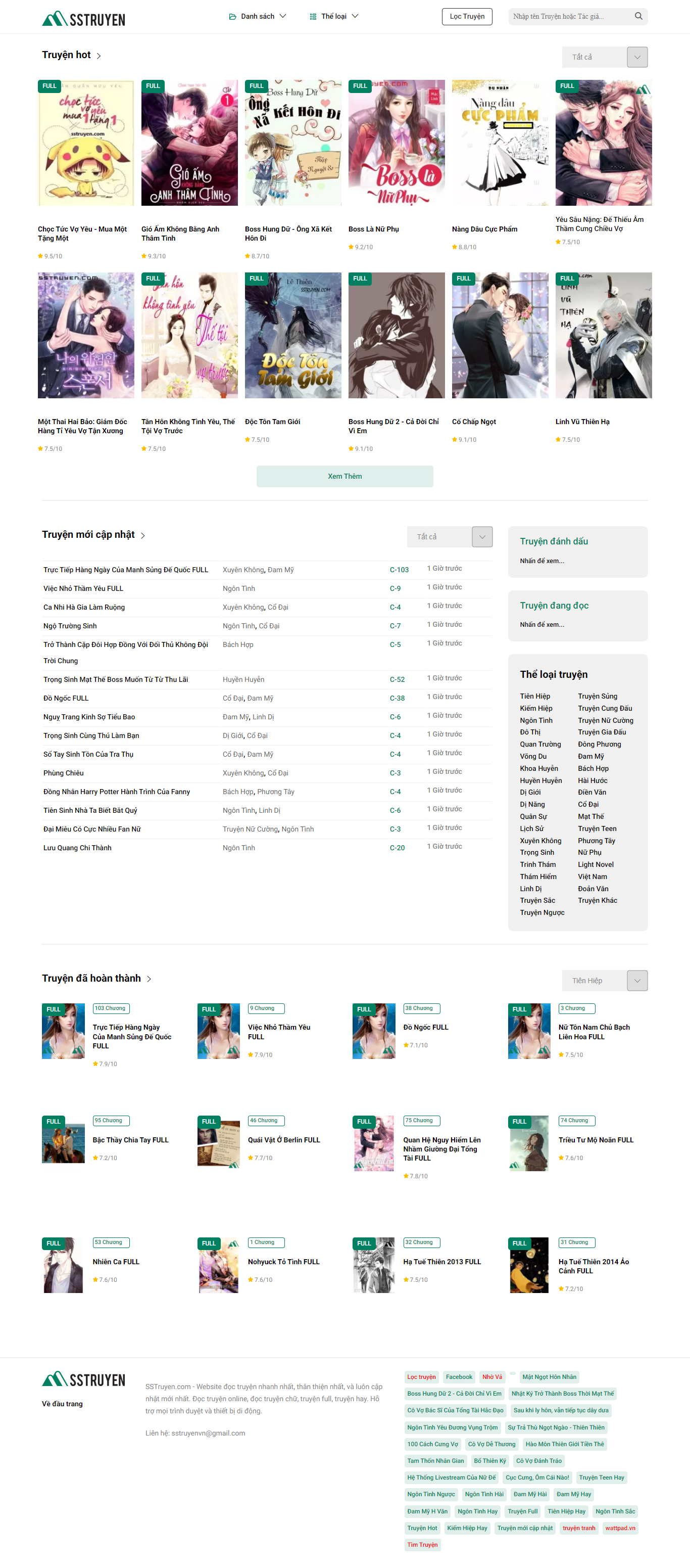 Thiết kế Website web truyện chữ - sstruyencom
