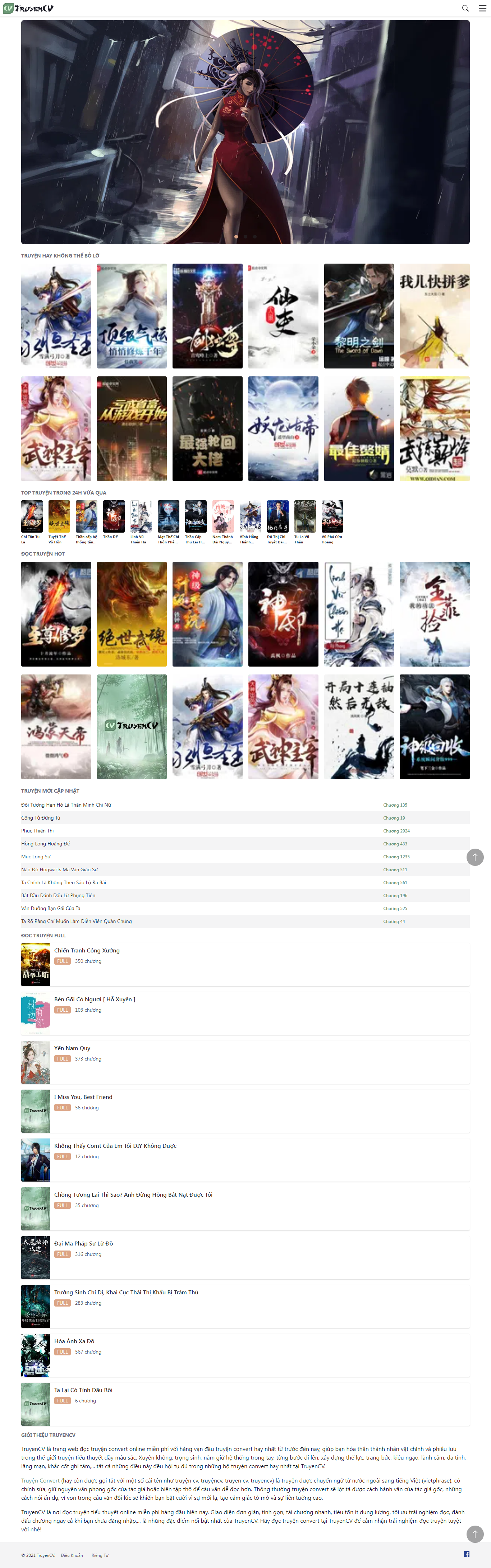 Thiết kế Website web truyện chữ - mtruyencvvn