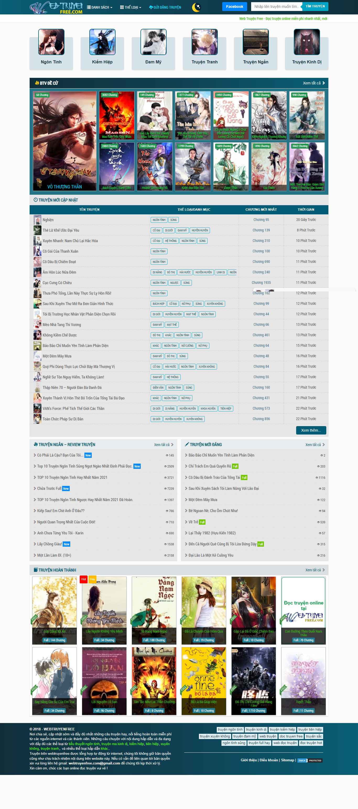 Thiết kế Website web truyện - webtruyenfreenet