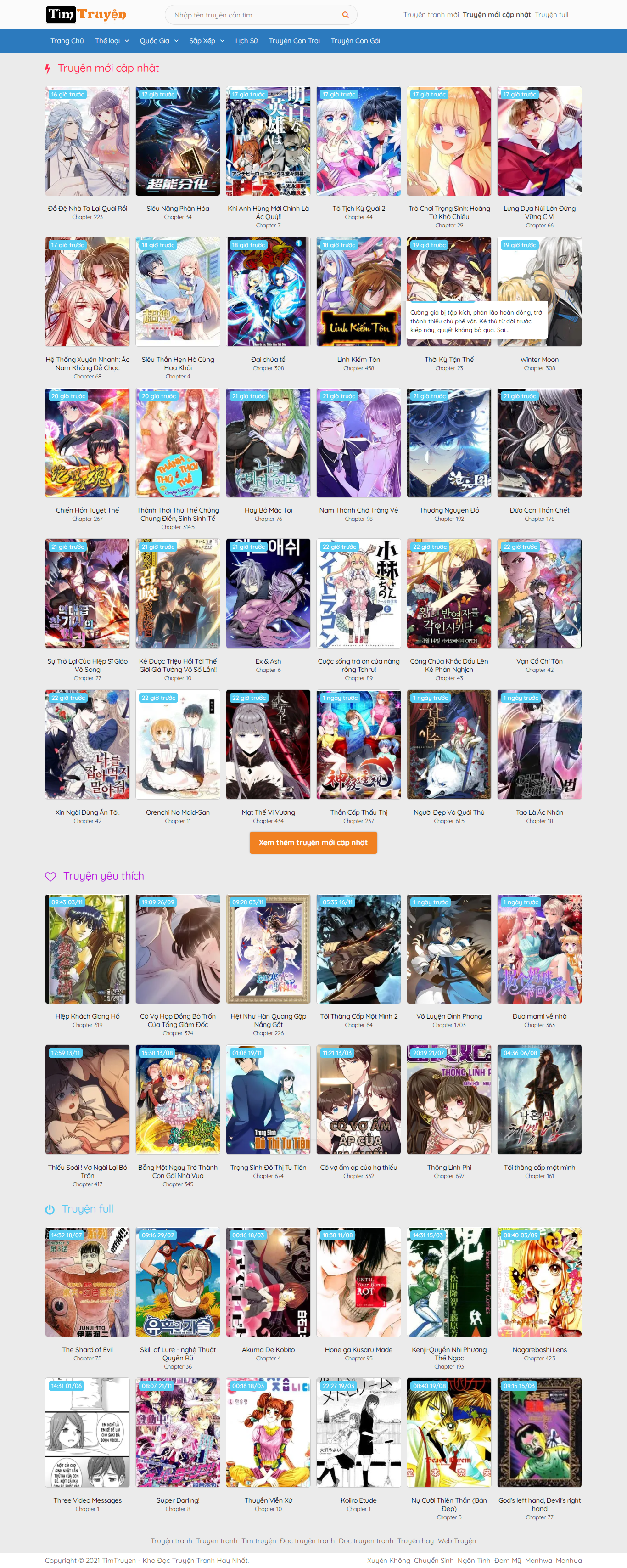 Thiết kế Website web truyện - timtruyenhaycom