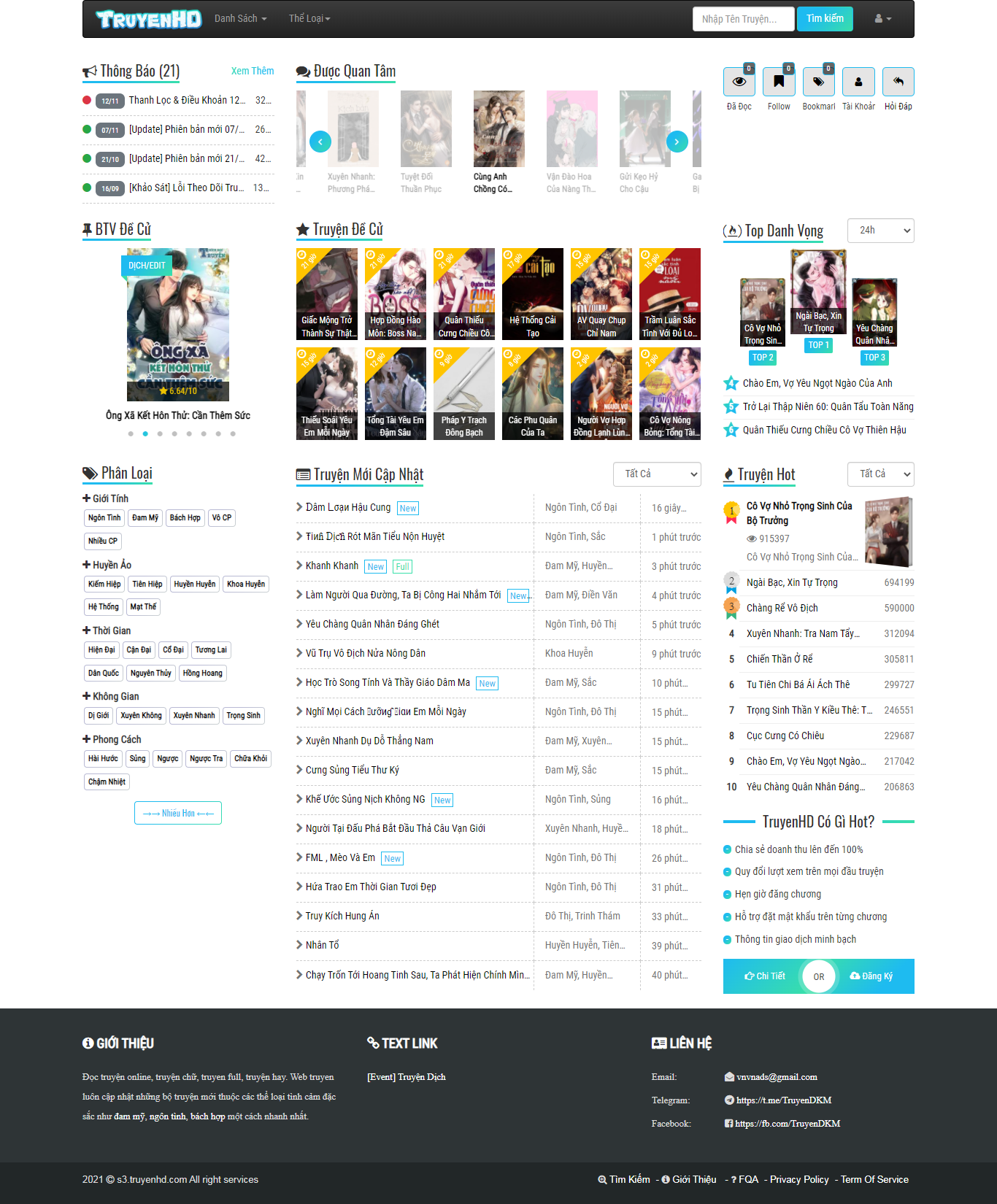 Thiết kế Website web truyện - s3truyenhdcom