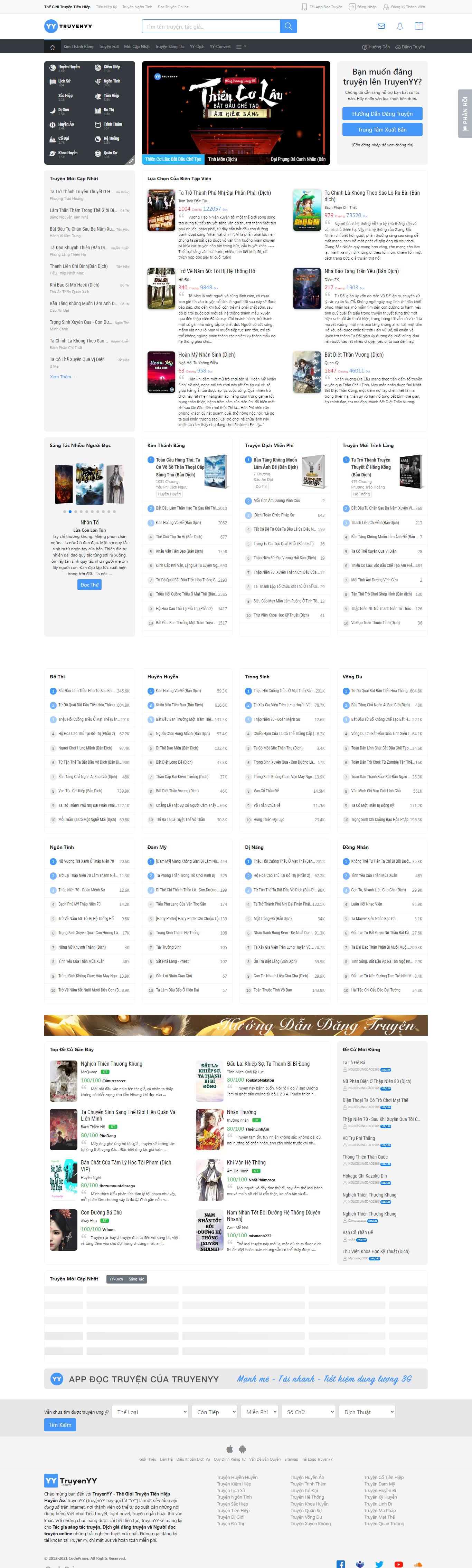 Thiết kế Website web truyện - truyenyyvip