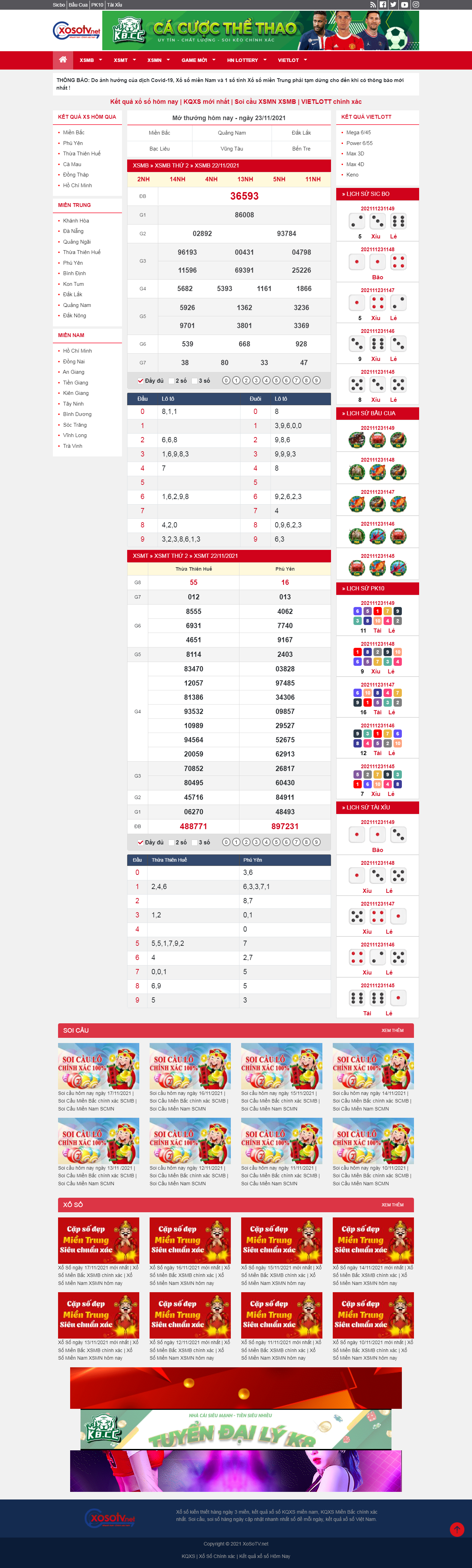 Thiết kế Website web XSMN - xosotvnet