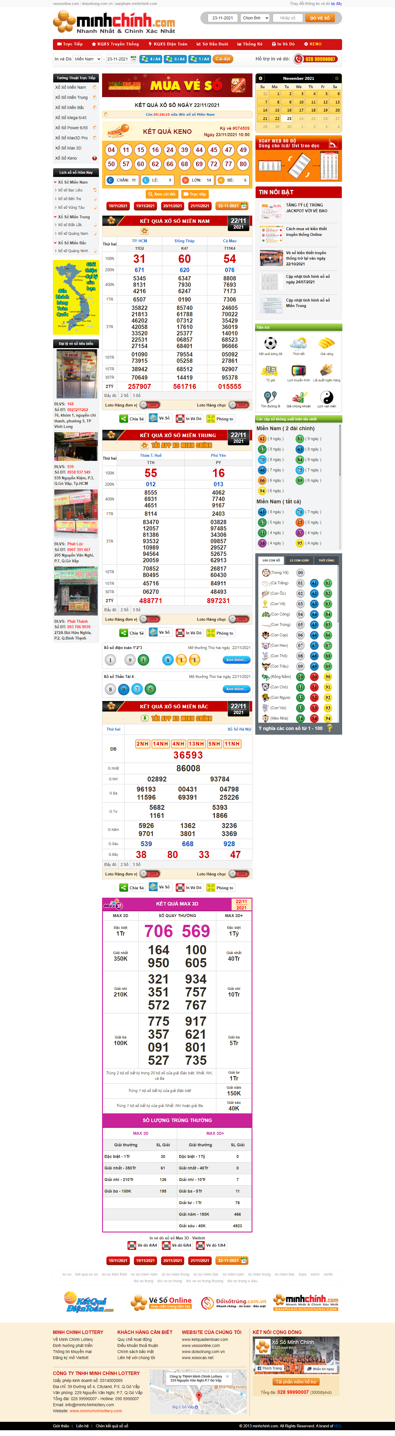 Thiết kế Website web XSMN - wwwminhchinhcom