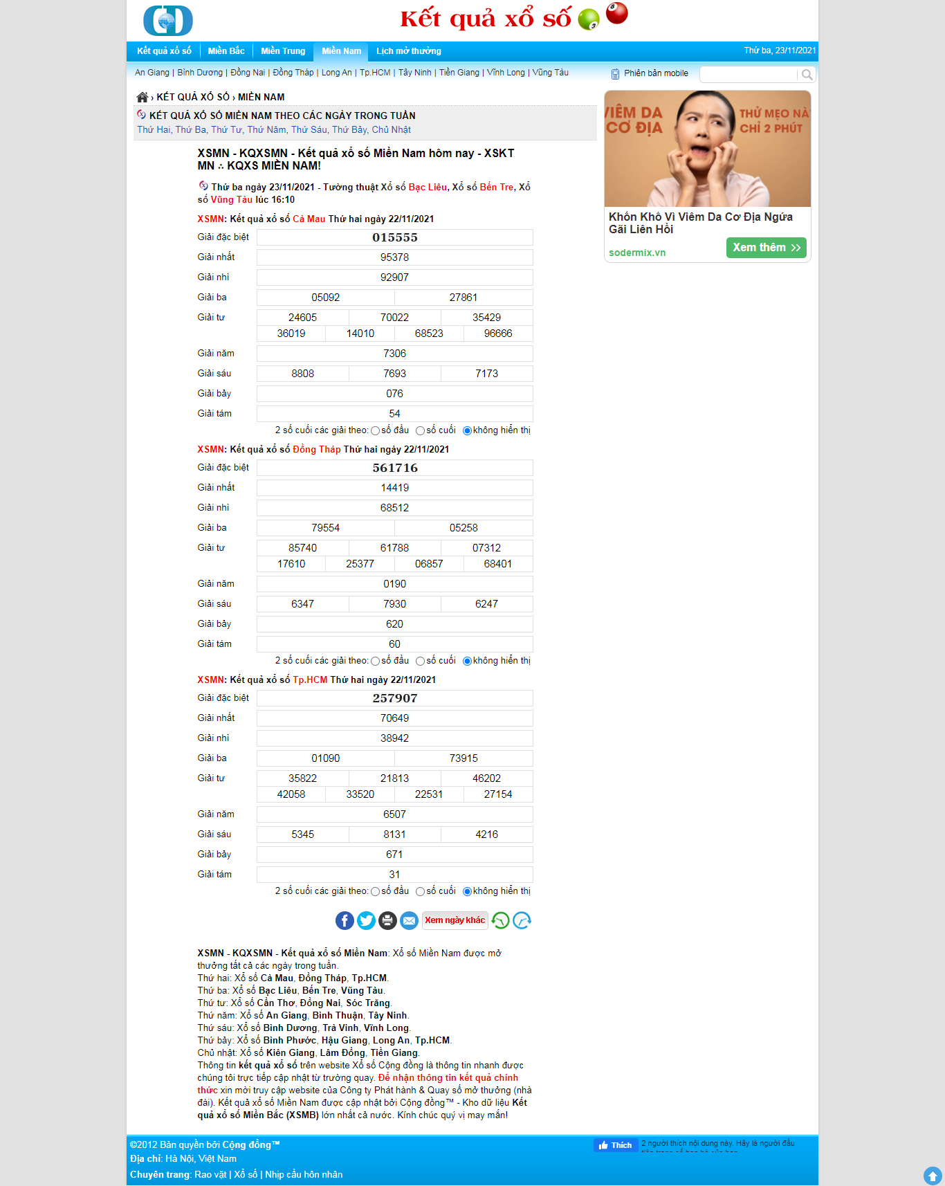 Thiết kế Website web XSMN - xosocongdongvn