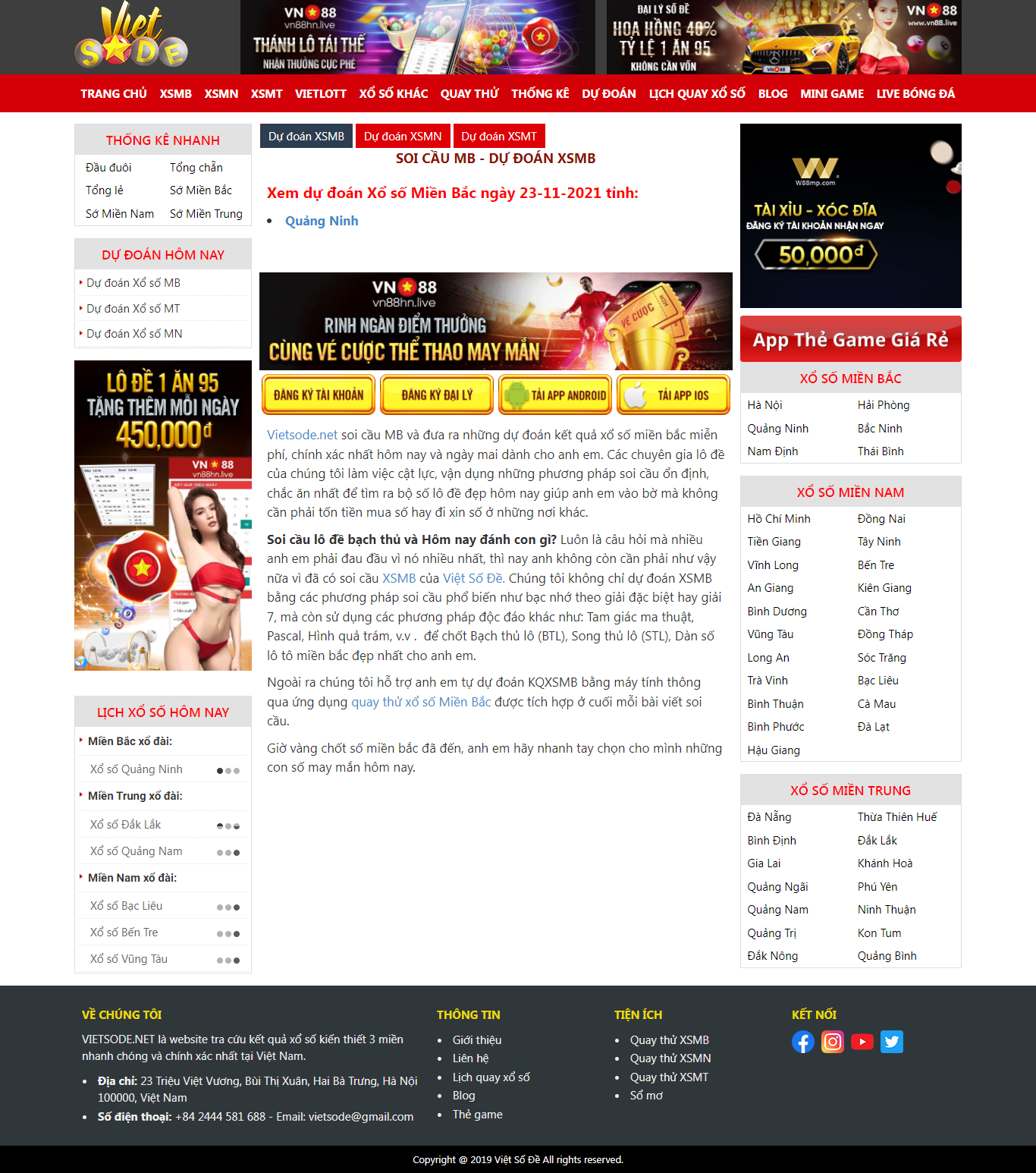 Thiết kế Website web XSMB - vietsodenet