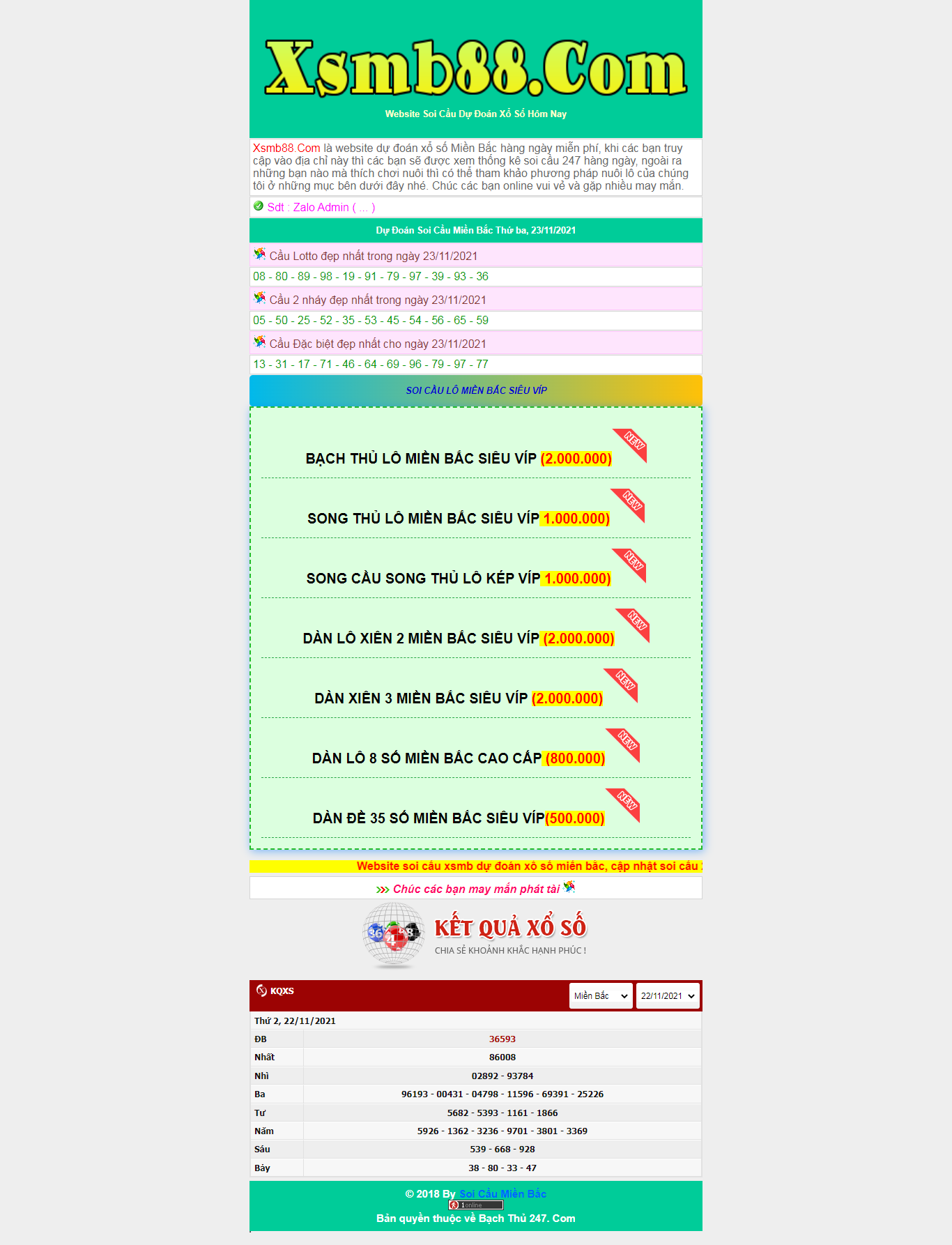 Thiết kế Website web XSMB - xsmb88com