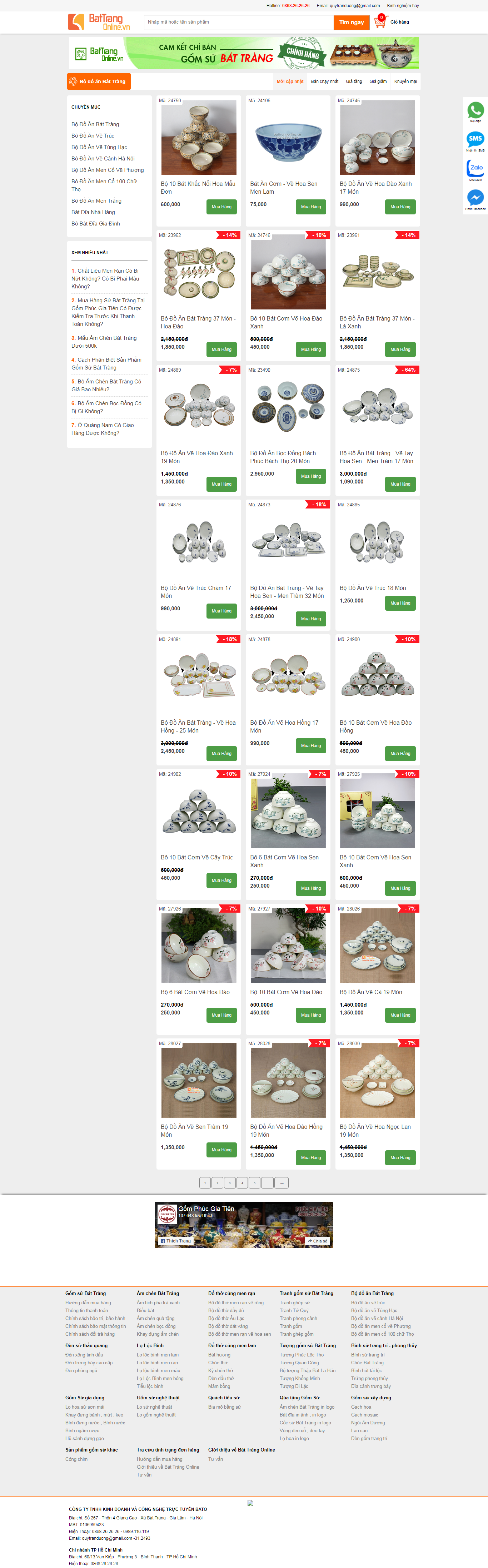 Thiết kế Website web bán bát đũa - battrangonlinevn