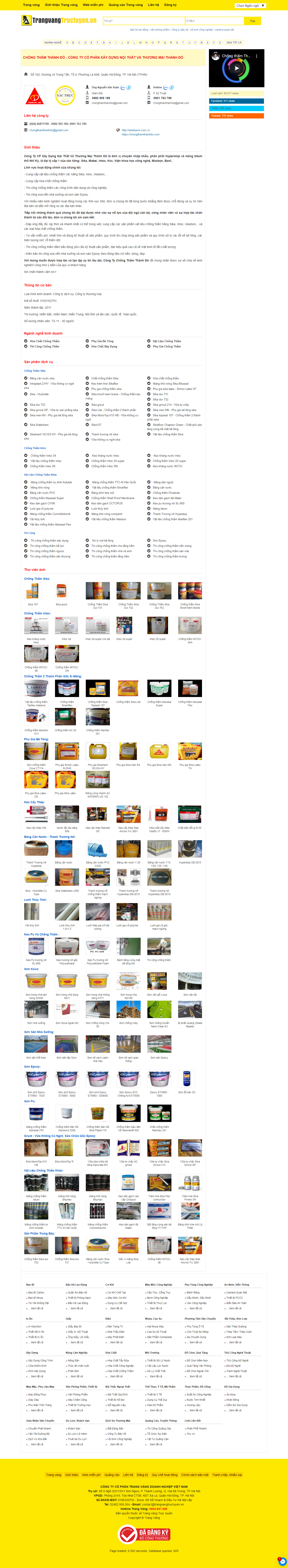 Thiết kế Website web hóa chất chống thấm - trangvangtructuyenvn