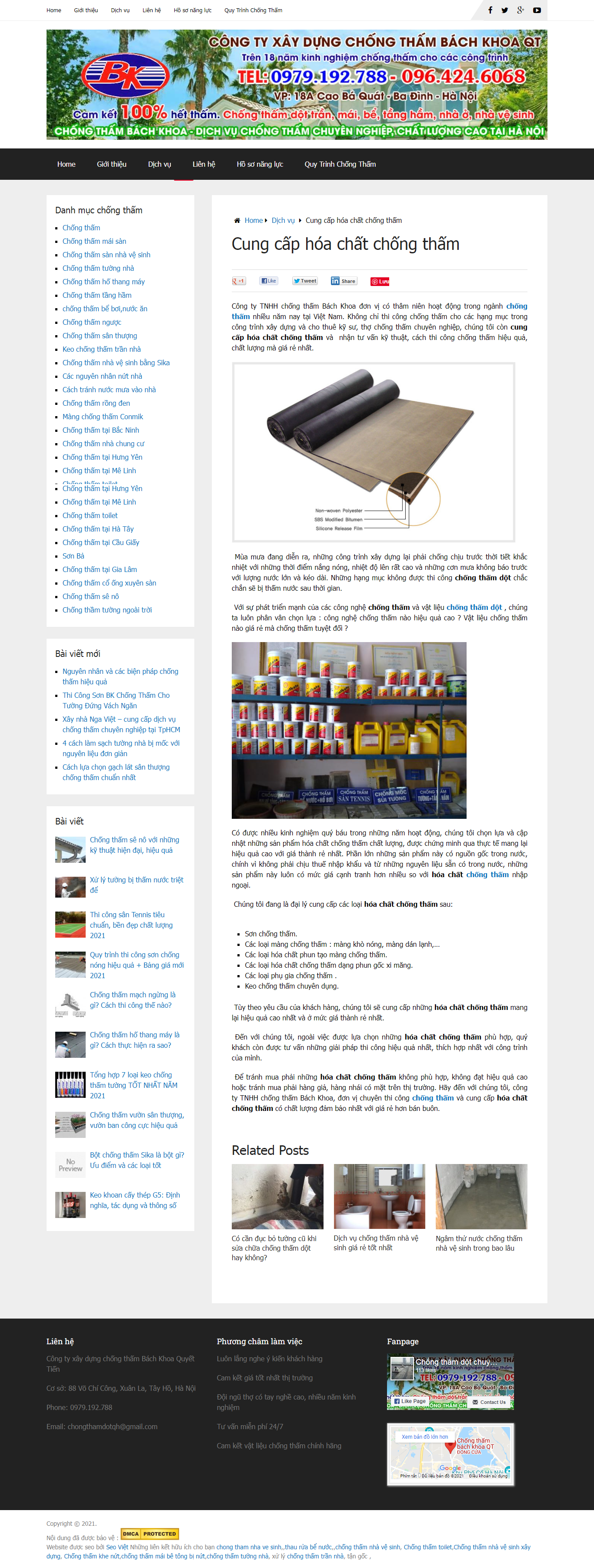 Thiết kế Website web hóa chất chống thấm - chongthamnguocnet