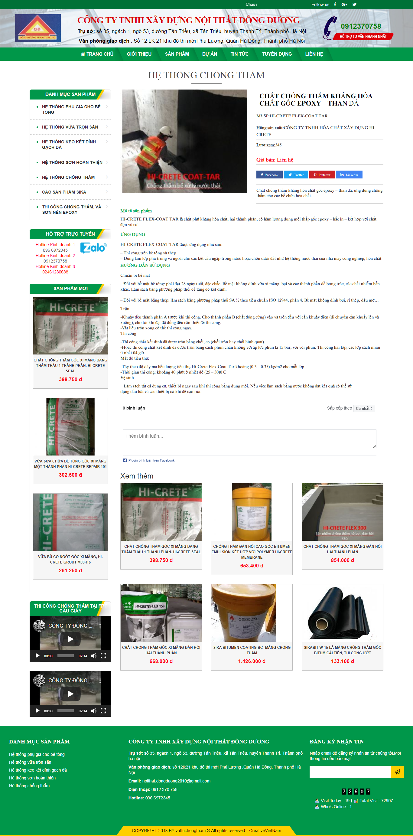 Thiết kế Website web hóa chất chống thấm - vattuchongthamcom