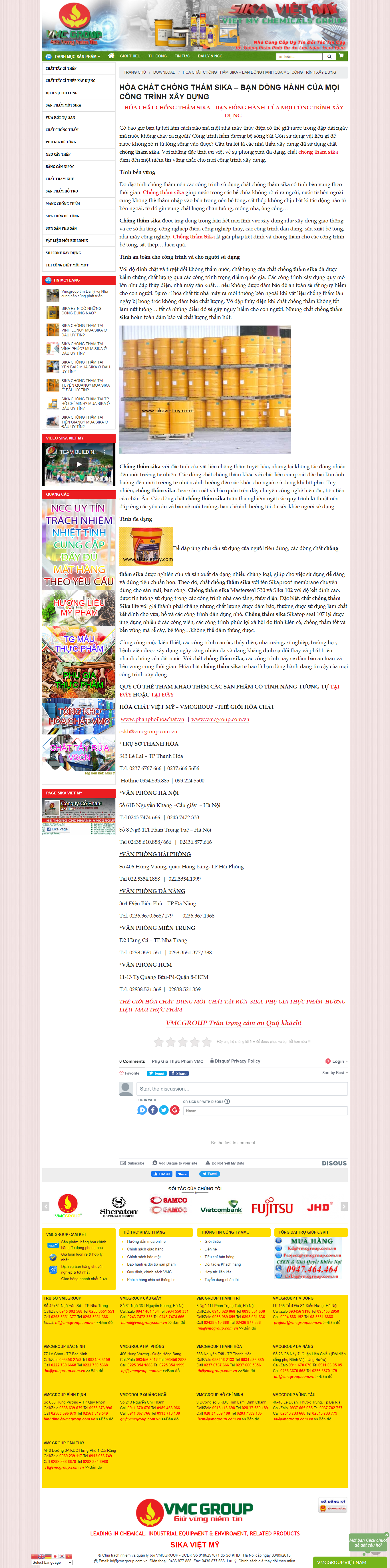 Thiết kế Website web hóa chất chống thấm - sikavietmycom