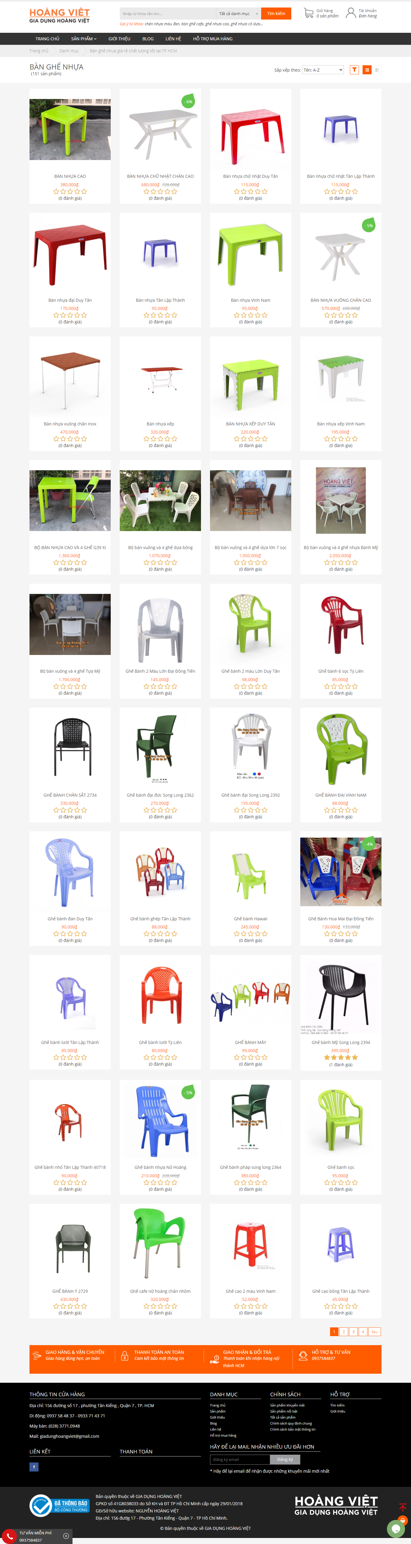 Thiết kế Website web bán bàn ghế nhựa - giadunghoangvietcom
