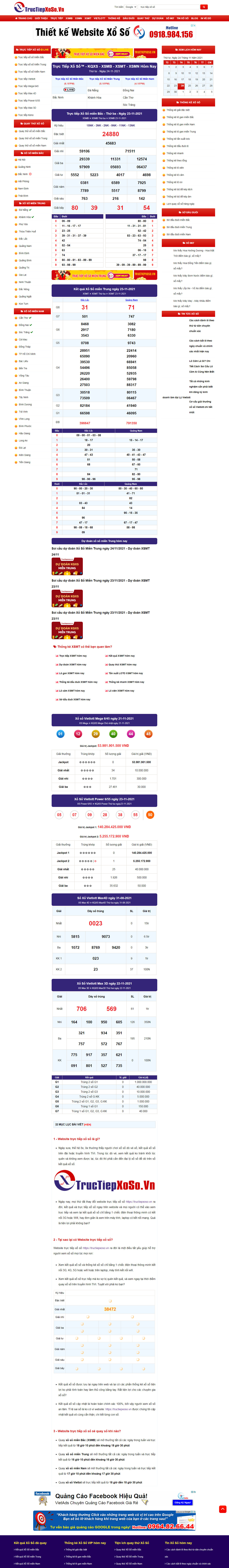 Thiết kế Website web xổ số trực tiếp - tructiepxosovn