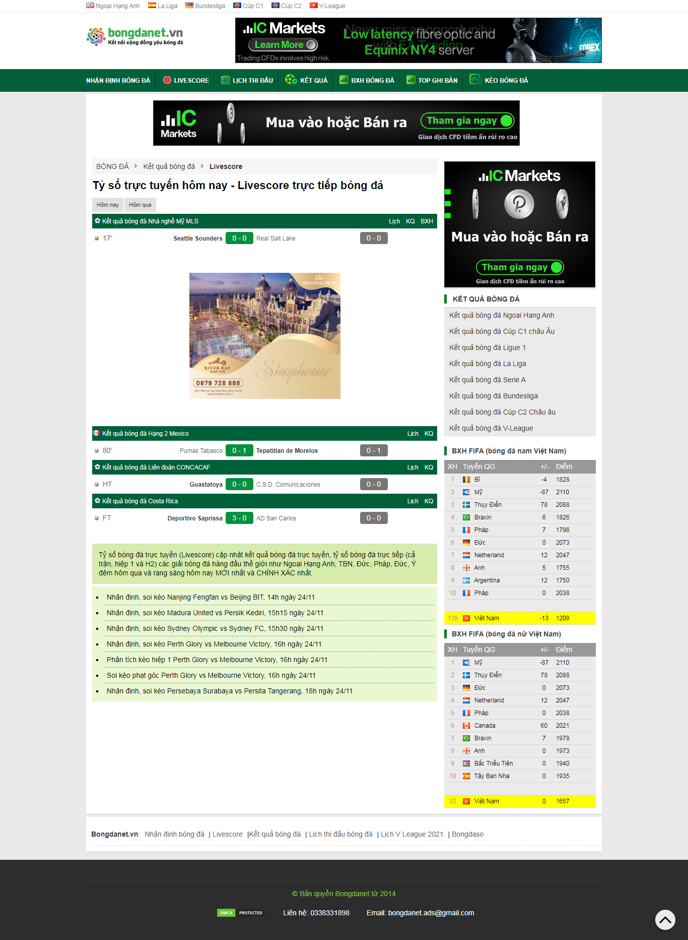 Thiết kế Website web bóng đá trực tiếp - bongdanetvn