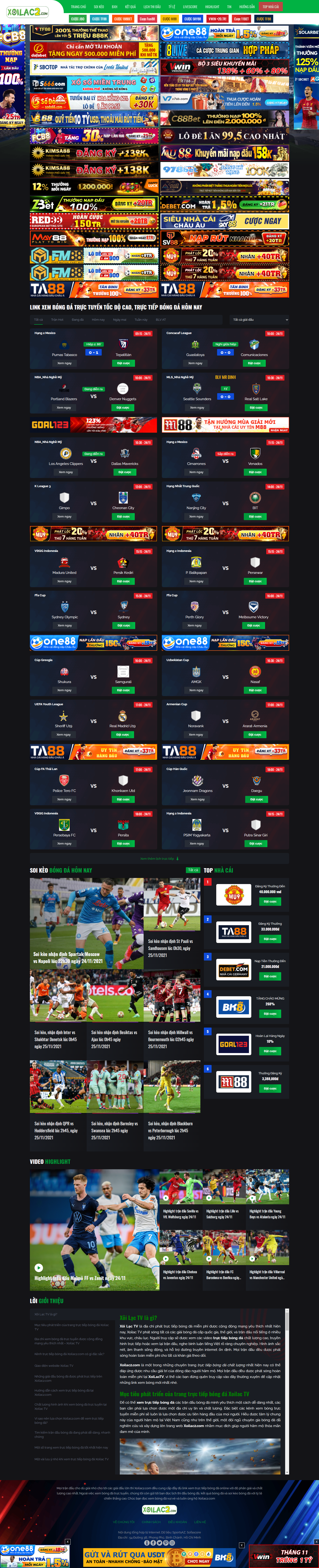 Thiết kế Website web trực tuyến bóng đá - xoilac2com