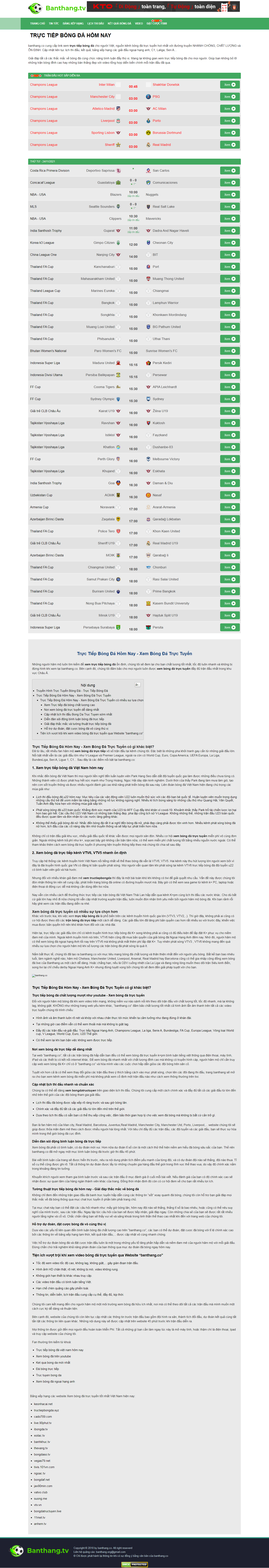 Thiết kế Website web trực tuyến bóng đá - banthangco