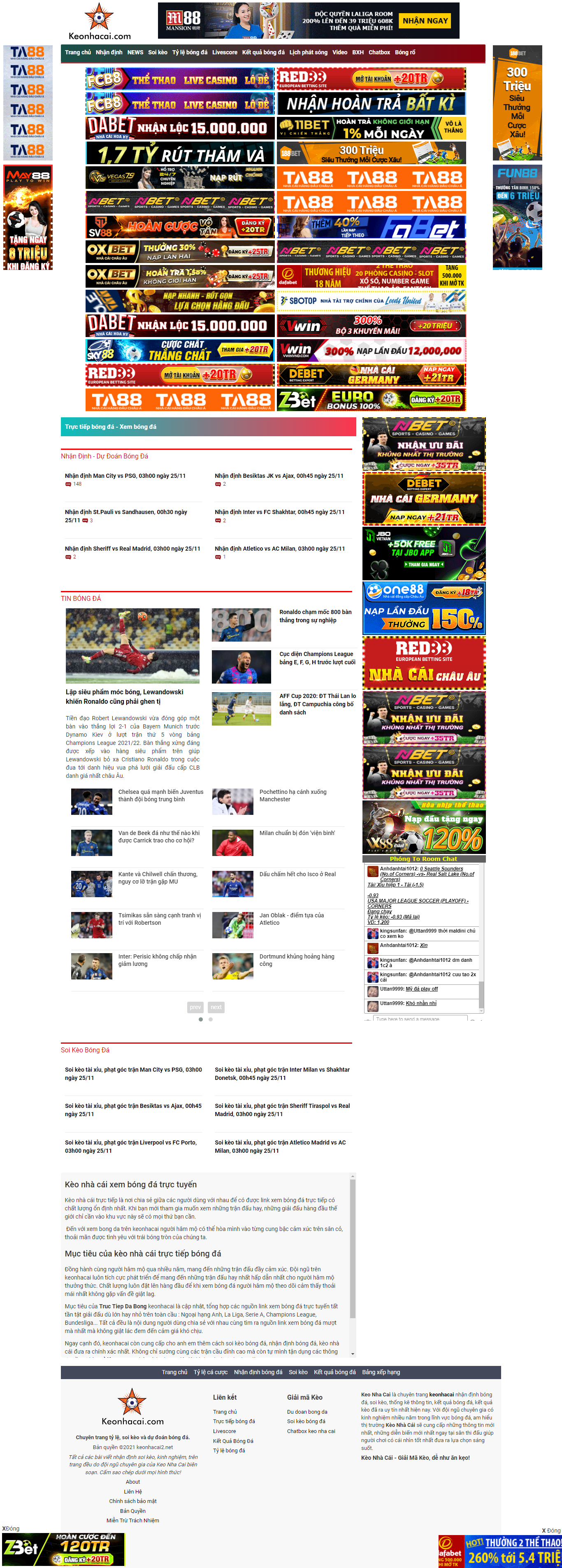 Thiết kế Website web trực tuyến bóng đá - keonhacai3com