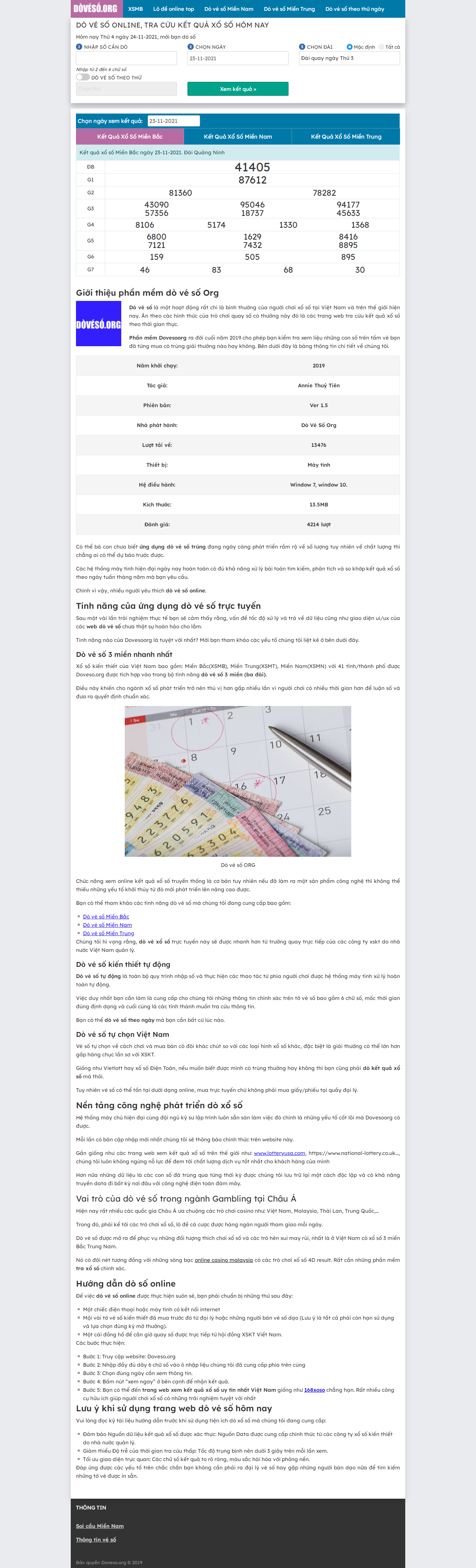 Thiết kế Website web lấy kết quả xổ số tự động - dovesoorg