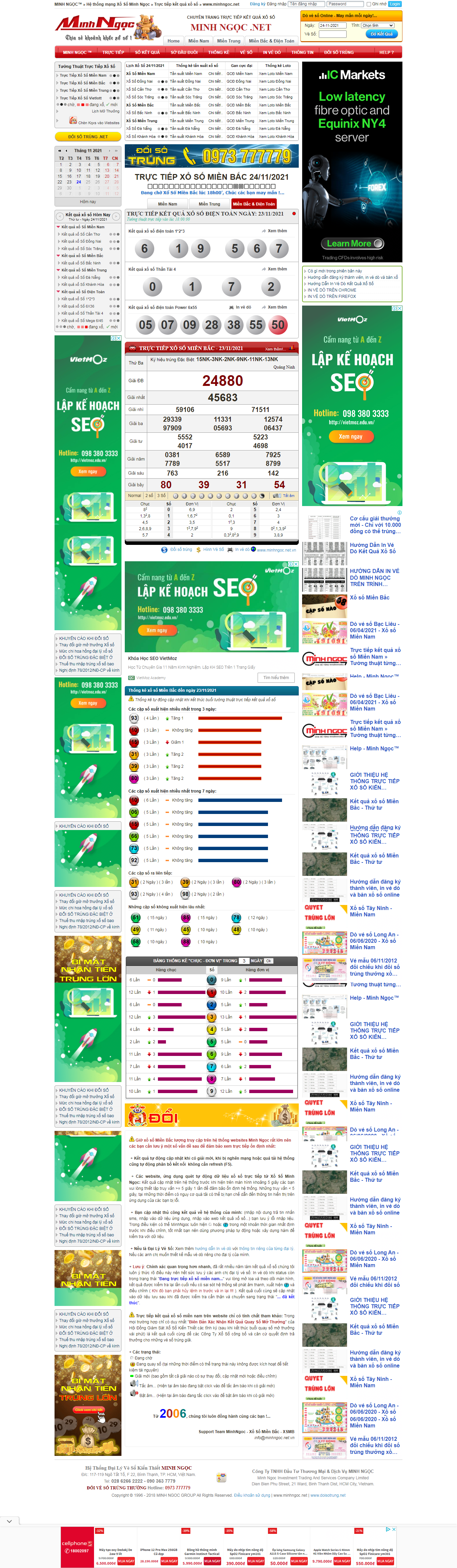 Thiết kế Website web lấy kết quả xổ số tự động - wwwminhngocnet