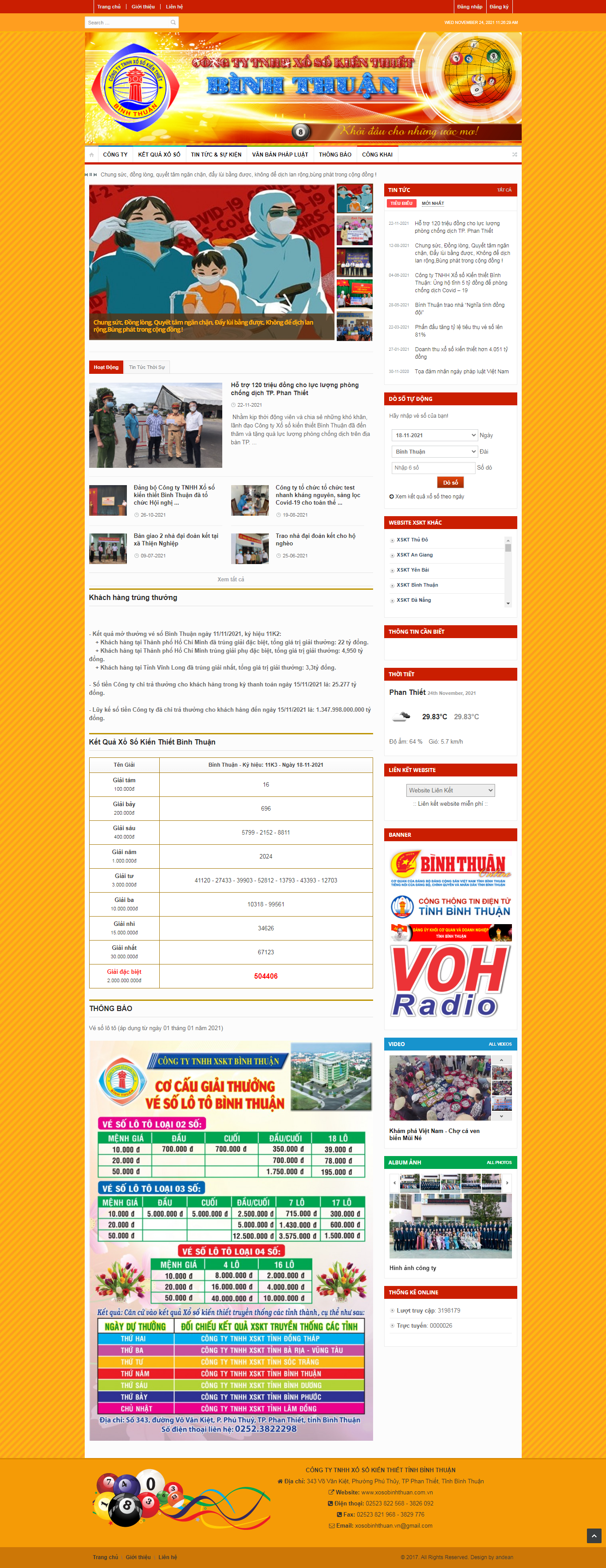 Thiết kế Website web lấy kết quả xổ số tự động - wwwxosobinhthuancomvn