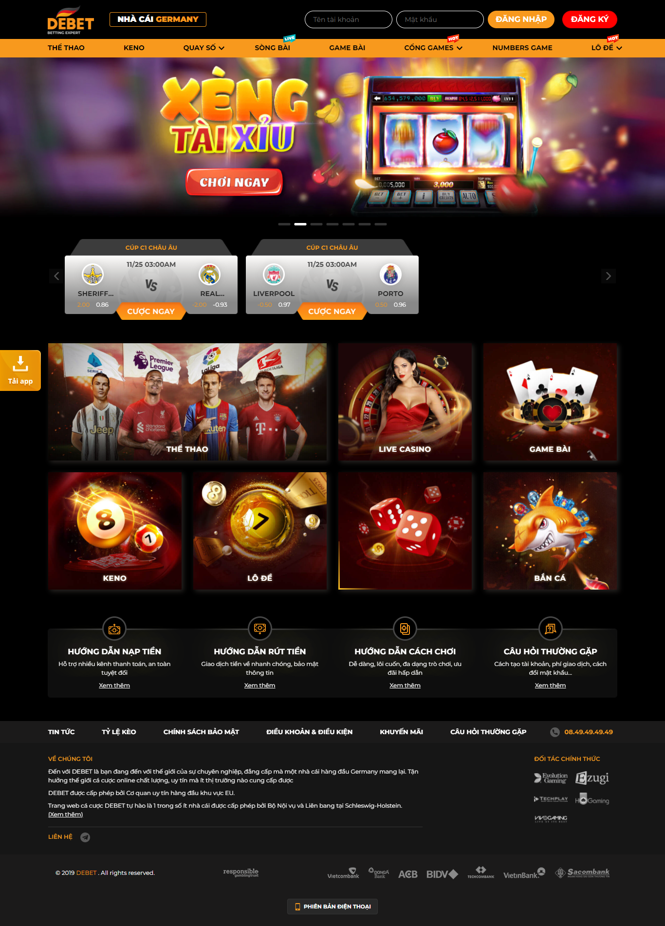 Thiết kế Website web cá độ bóng đá - debetinfo