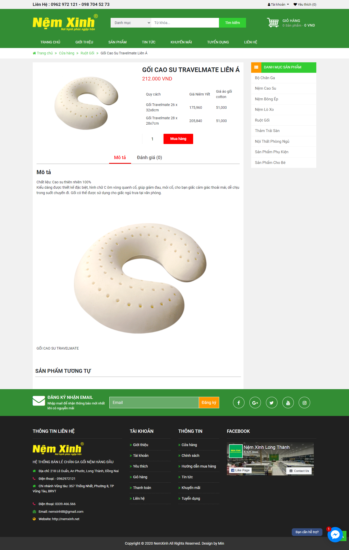 Thiết kế Website web bán gối - nemxinhnet